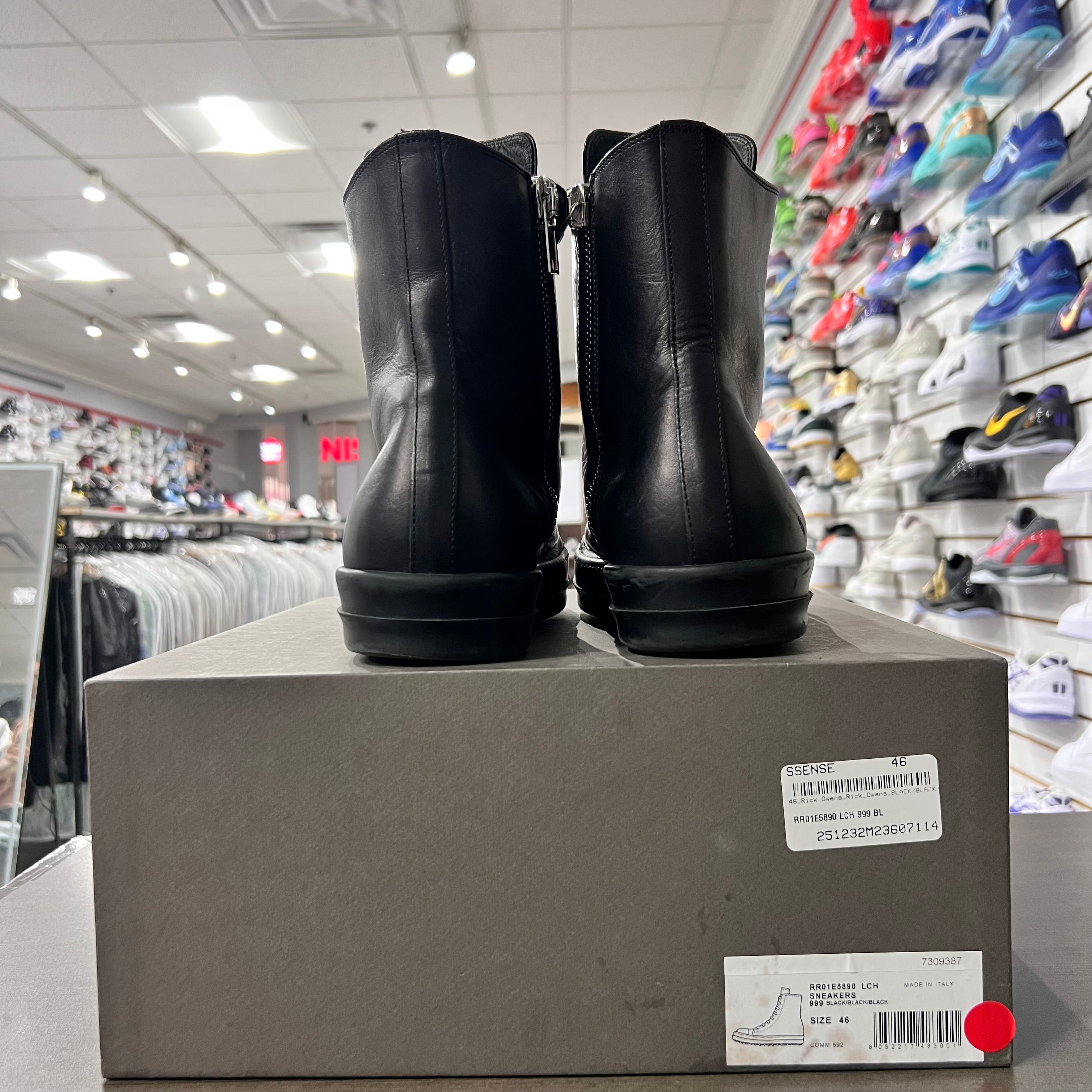 Rick Owens DRKSHDW Leather High Top Ramones Black (Lightly Worn)