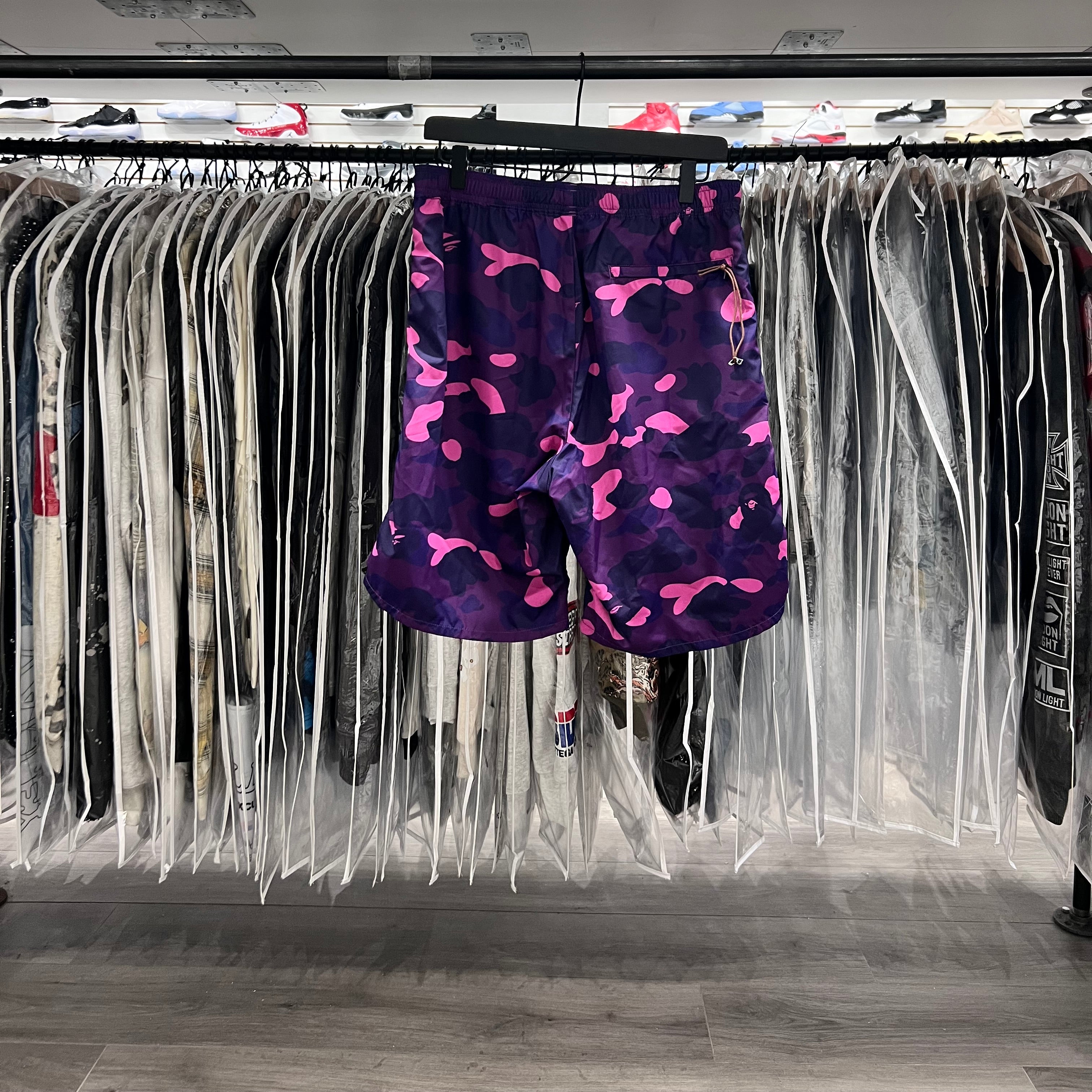 A Bathing Ape Swim Shorts Shark Head Purple Camo (Lightly Worn)
