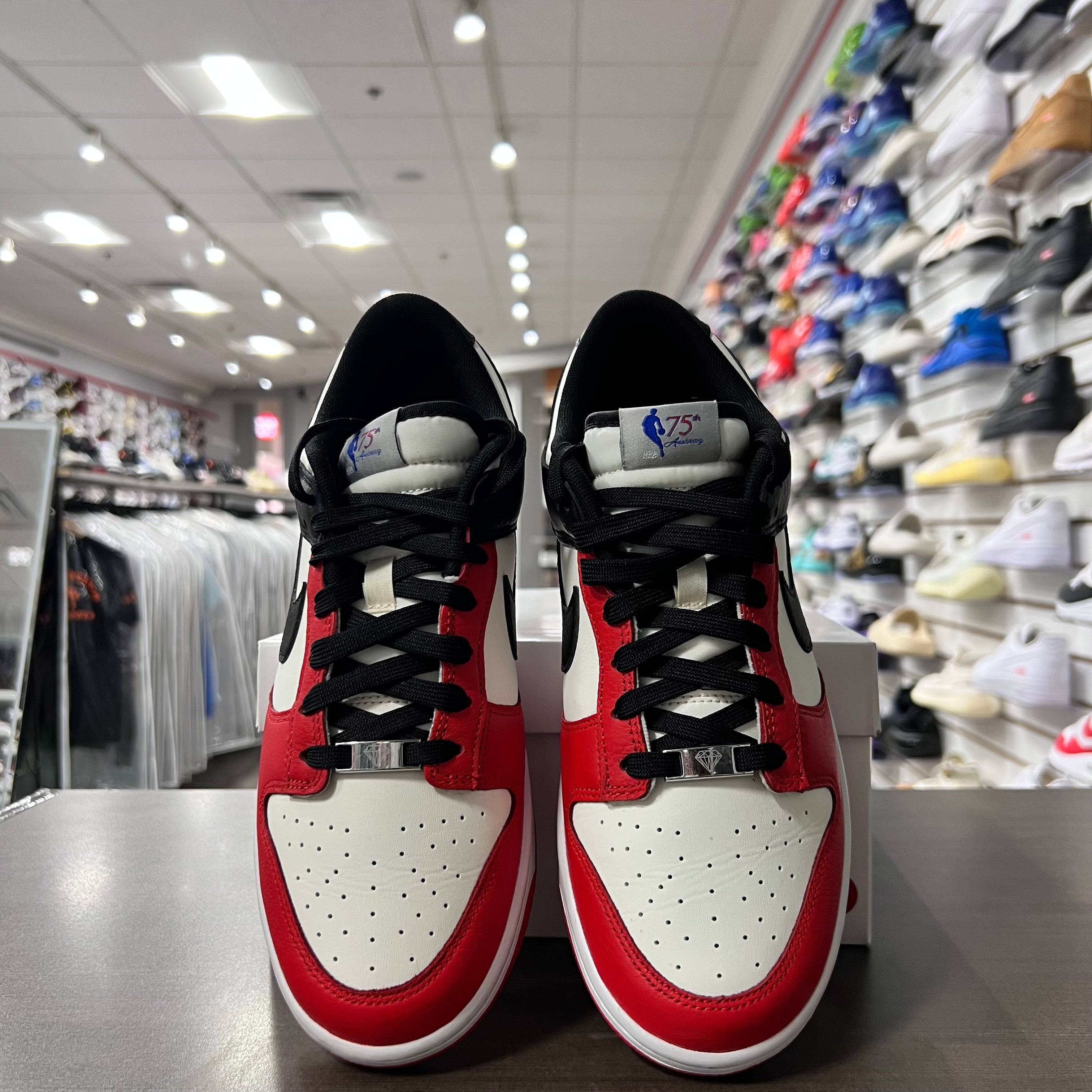 Nike Dunk Low Mens EMB NBA 75th Anniversary Chicago (Lightly Worn +Replacement Box)
