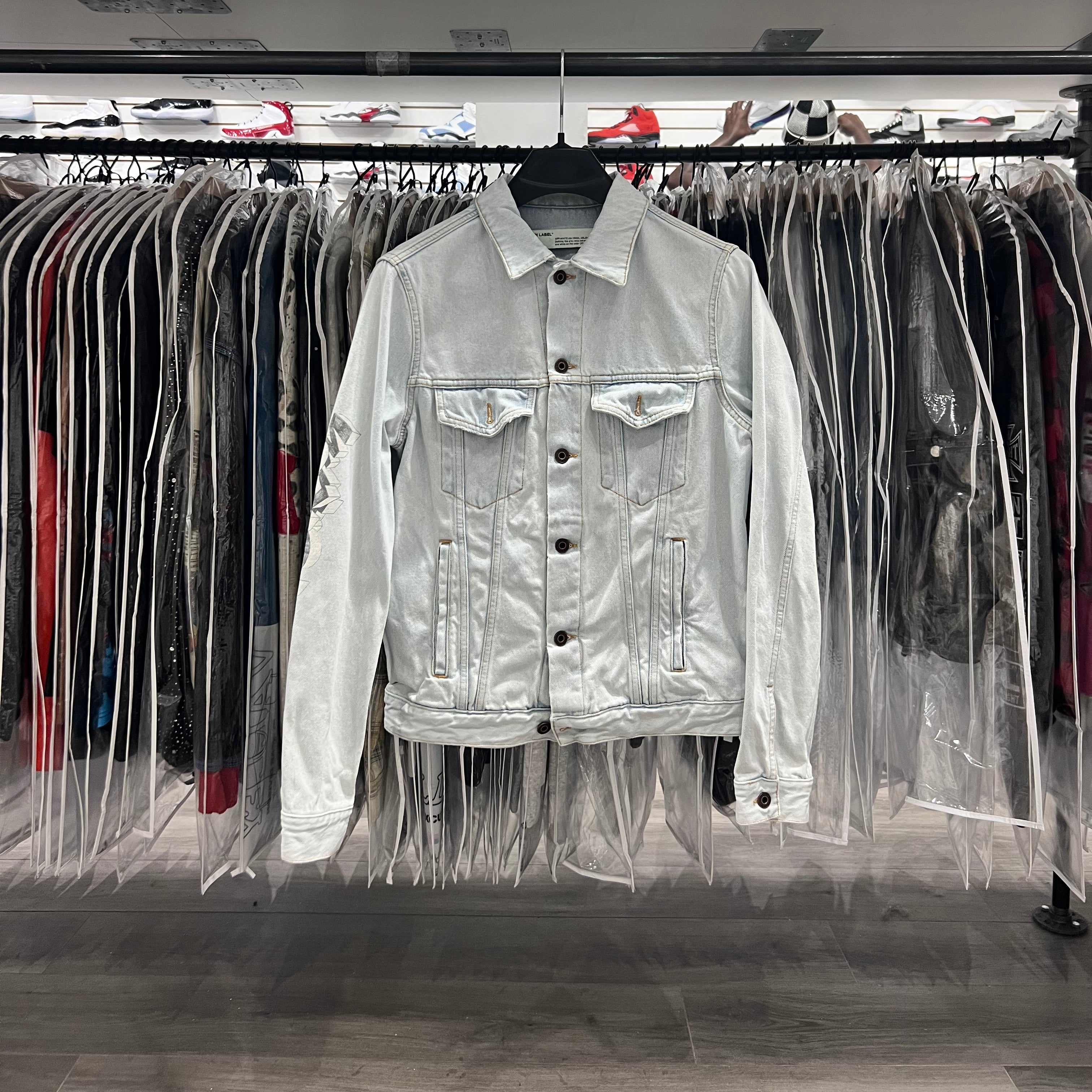 Off White 3d Stencil Denim Jacket White (Lightly Worn)