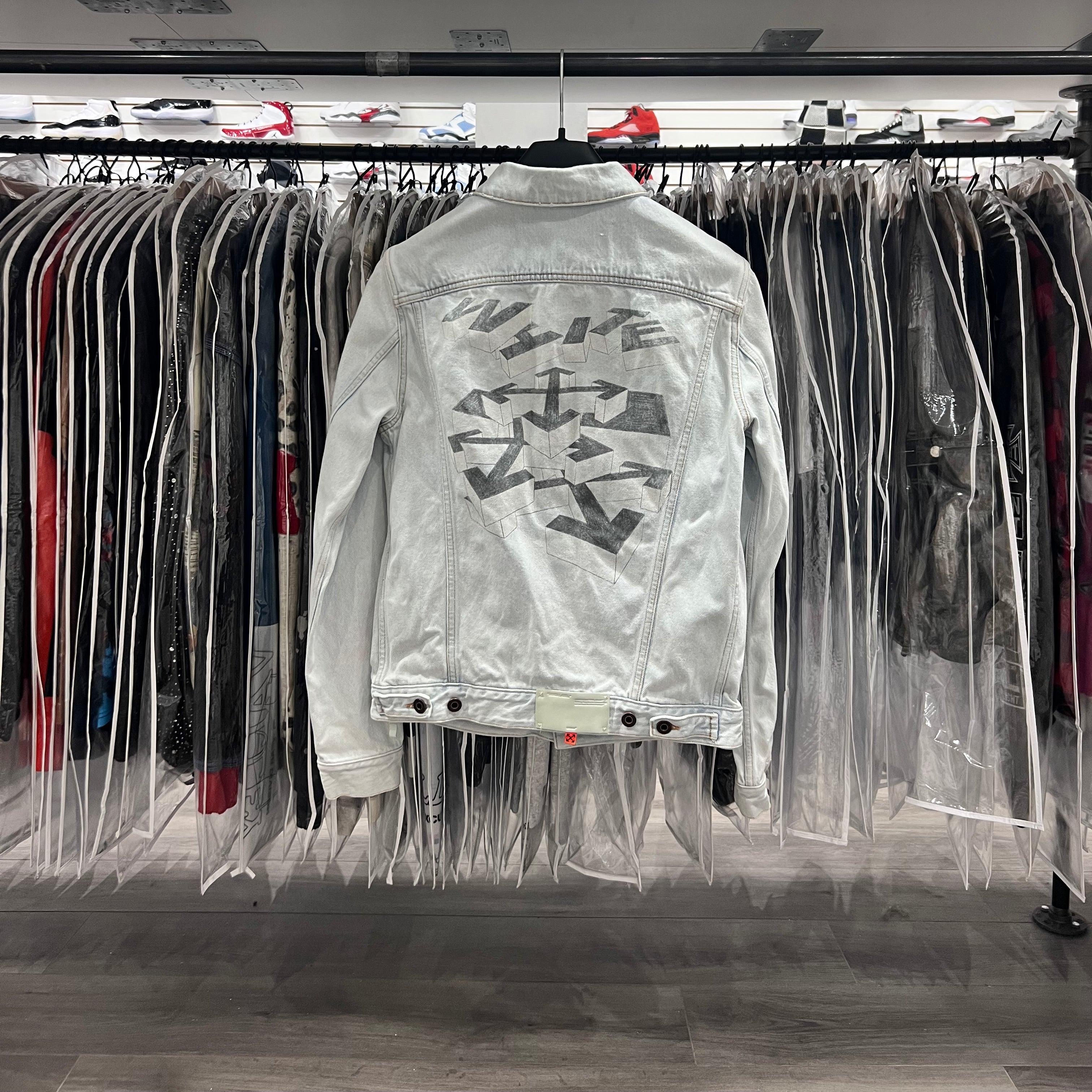 Off White 3d Stencil Denim Jacket White (Lightly Worn)