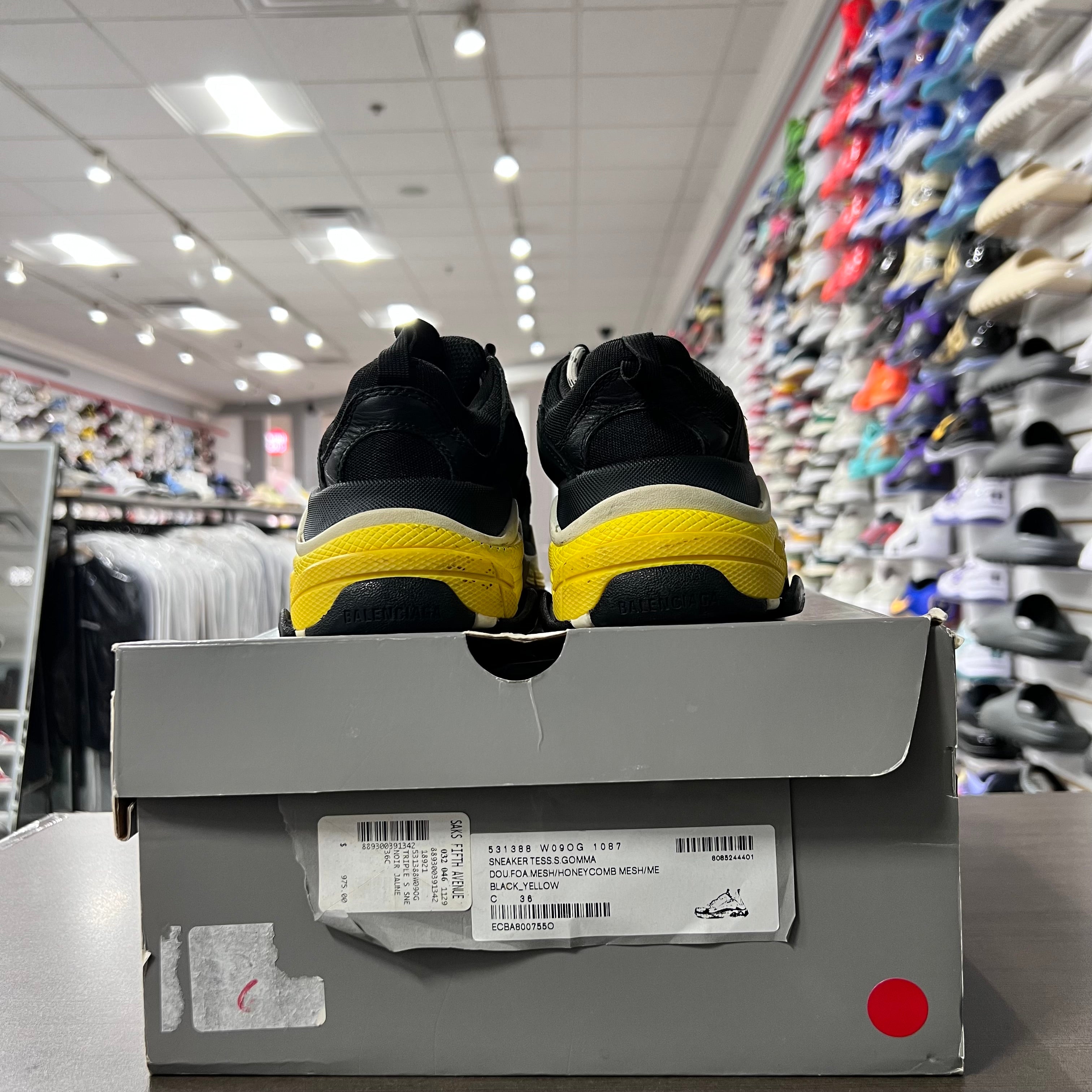 Balenciaga Triple S Black Yellow (Lightly Worn)