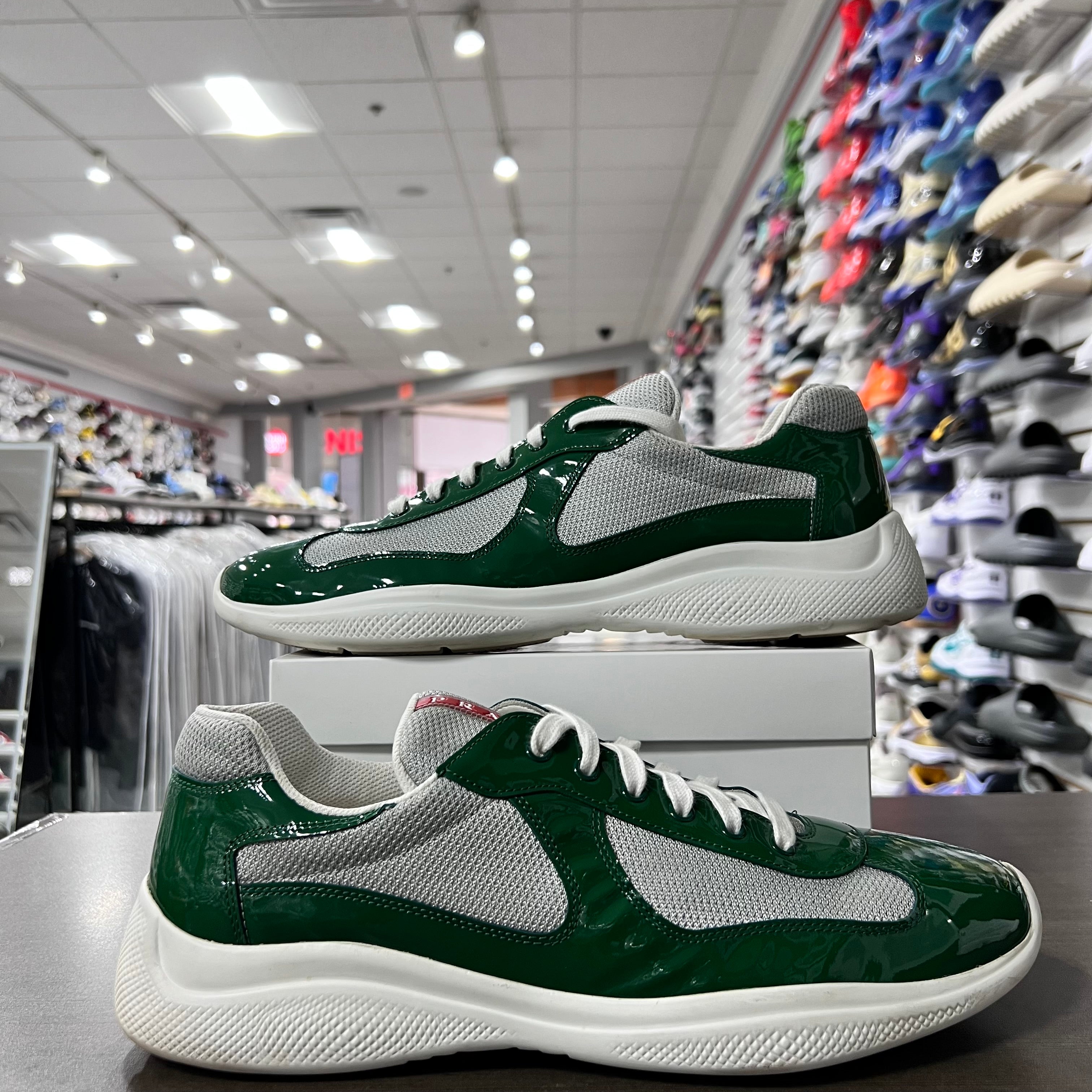 Prada Americas Cup Low Top Sneaker Green White (Lightly Worn+Replacement Box)