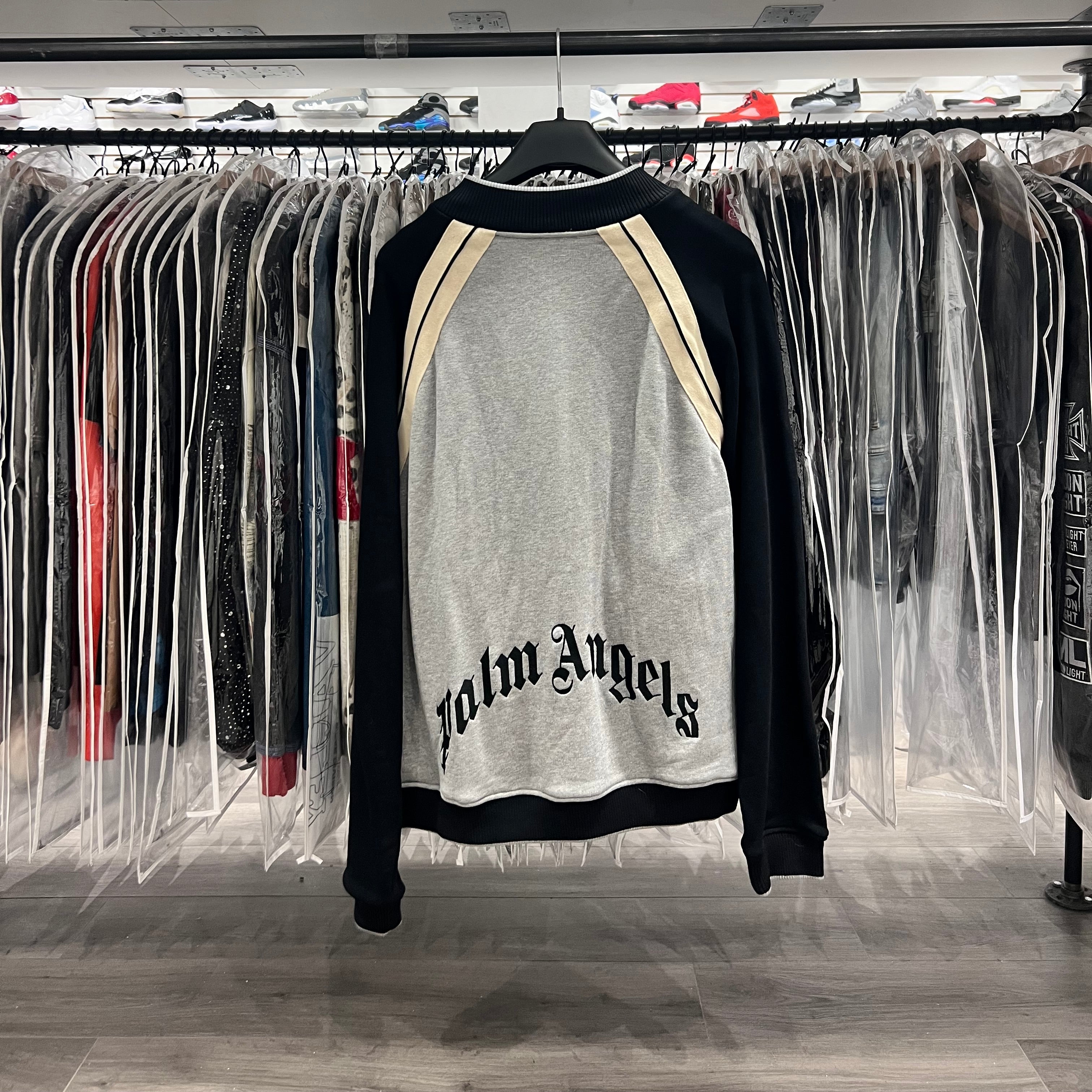 Palm Angels Curved Logo Track Varsity Grey Melange (Lightly Worn)