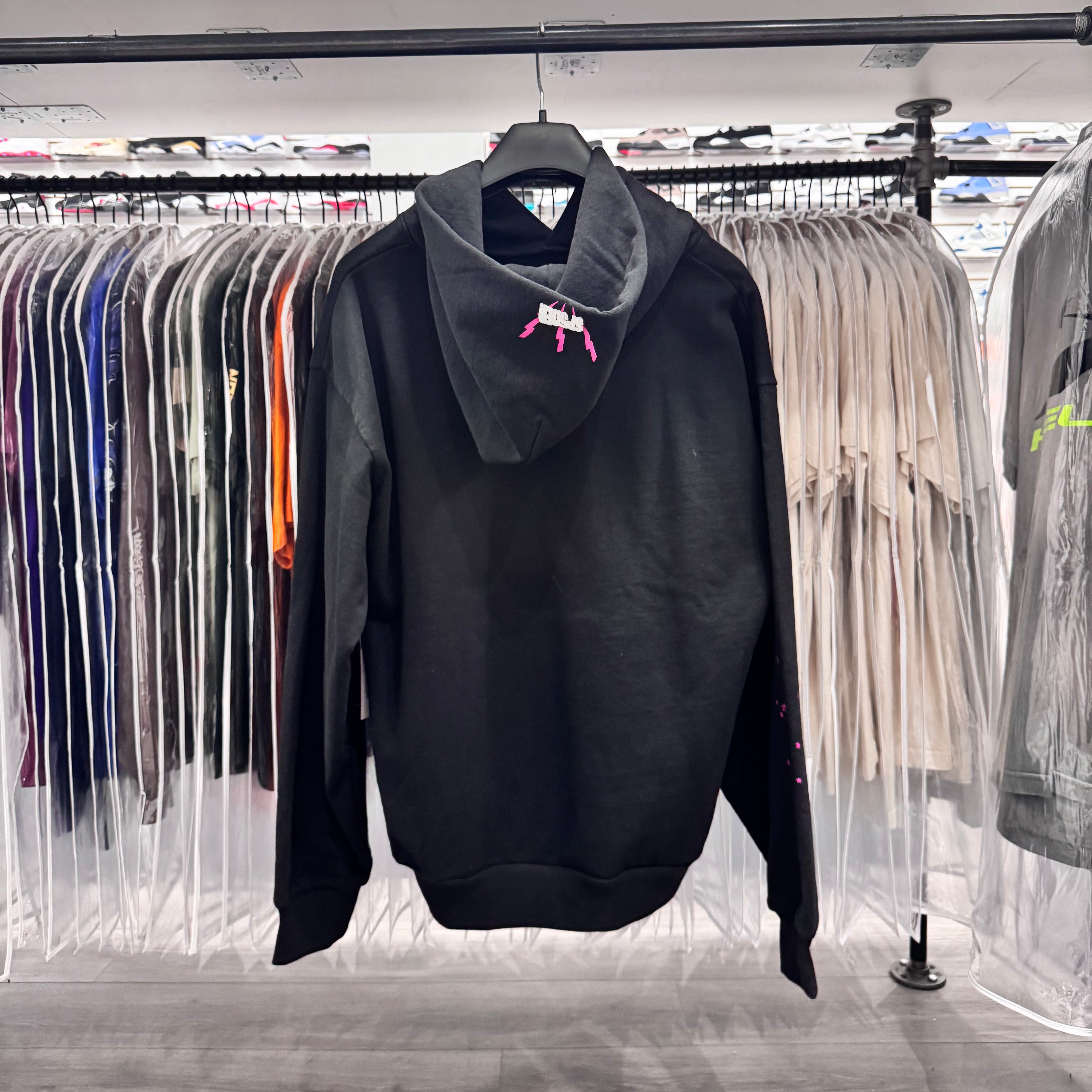 Sp5der Hoodie Angel Numbers Black Pink