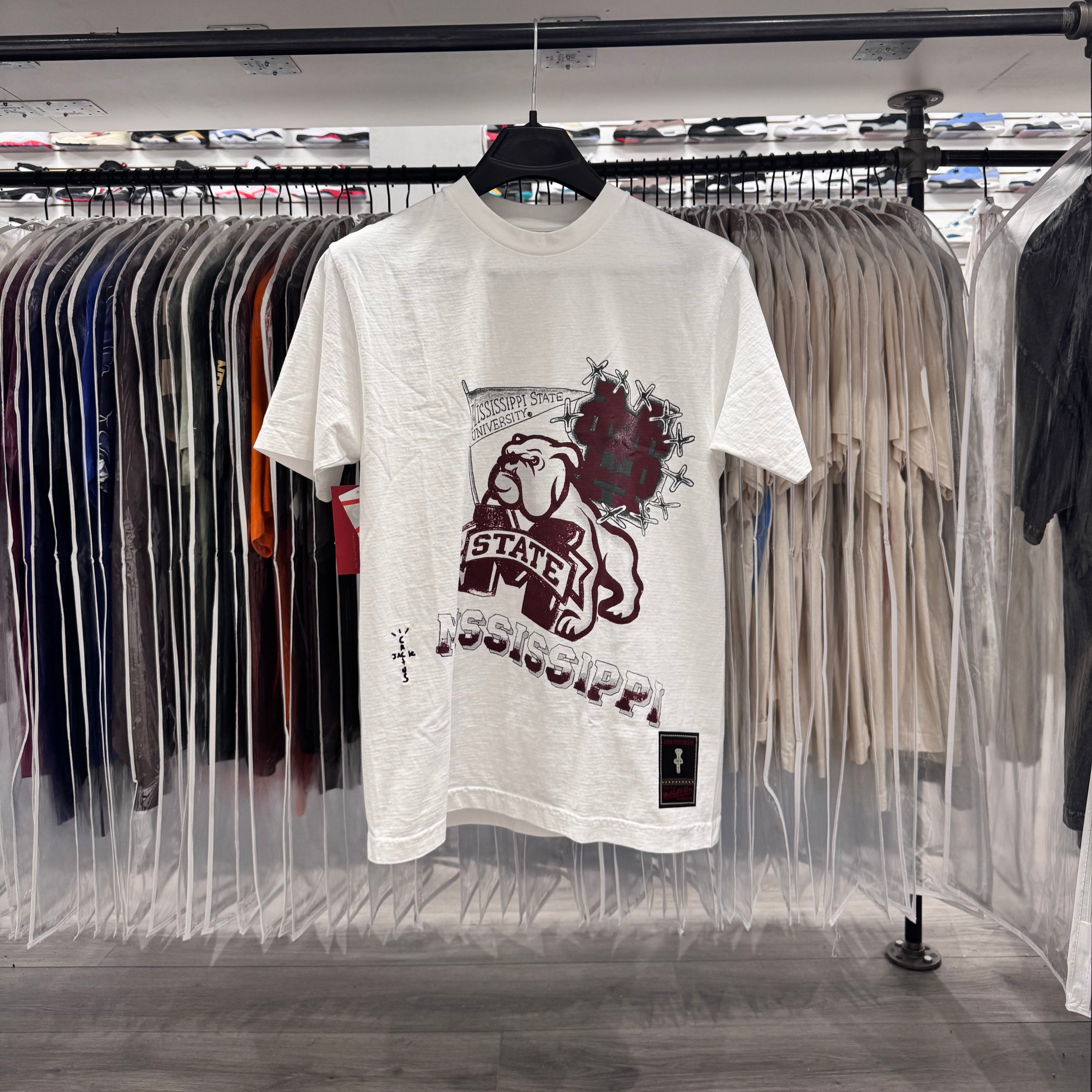 Travis Scott X Mitchell Ness Tee Mississippi White