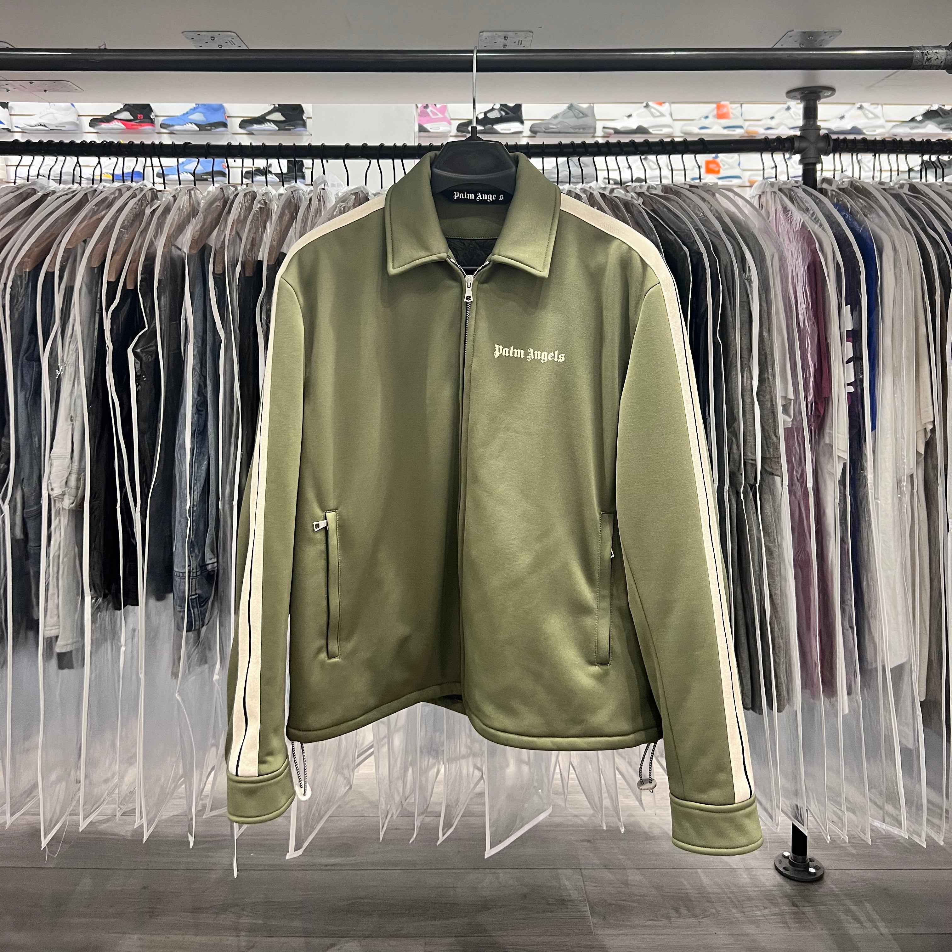 Palm Angels Thermal Track Jacket Olive (Lightly Worn)