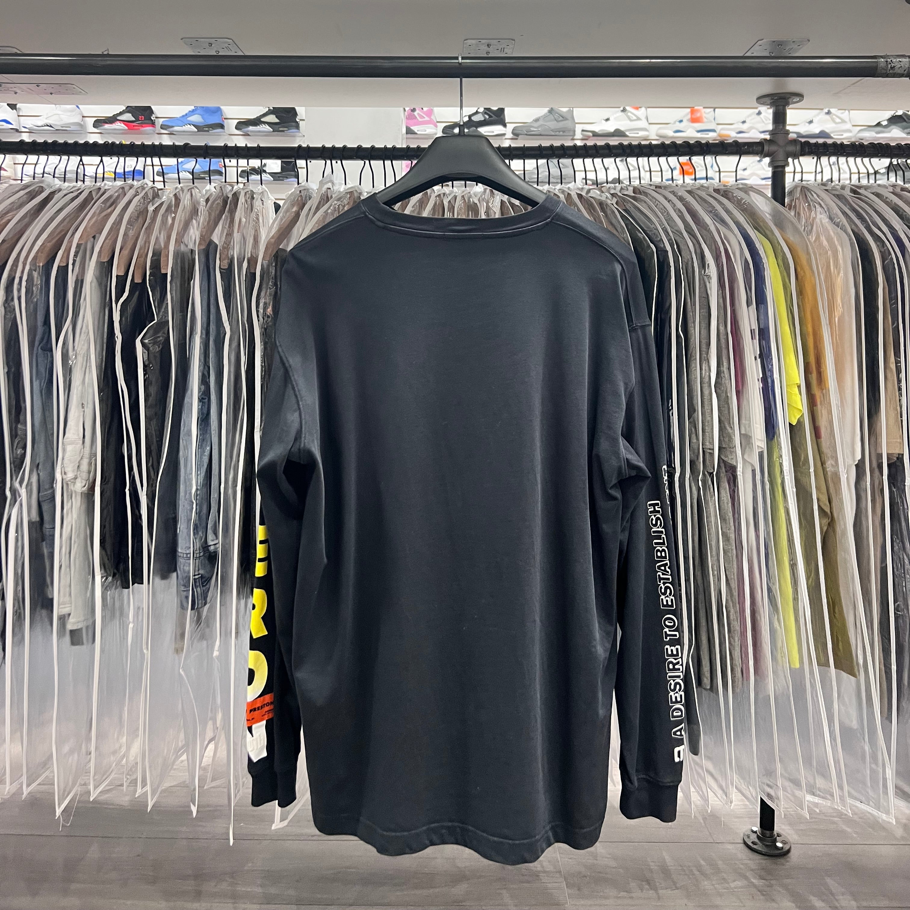 Heron Preston Long Sleeve Tee Black Neon Yellow (Lightly Worn)