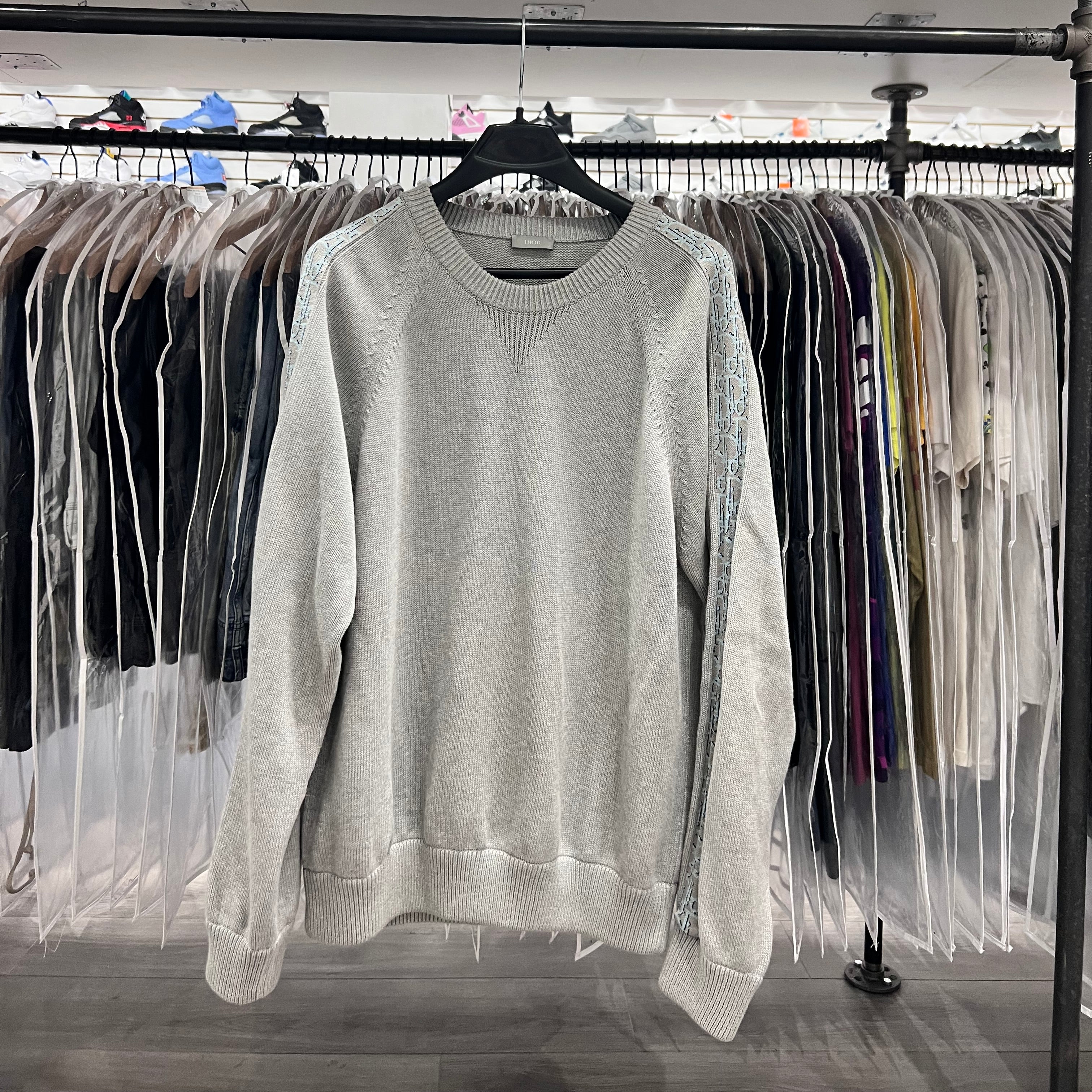 Dior Oblique Insert Knit Grey Sweater (Lightly Worn)