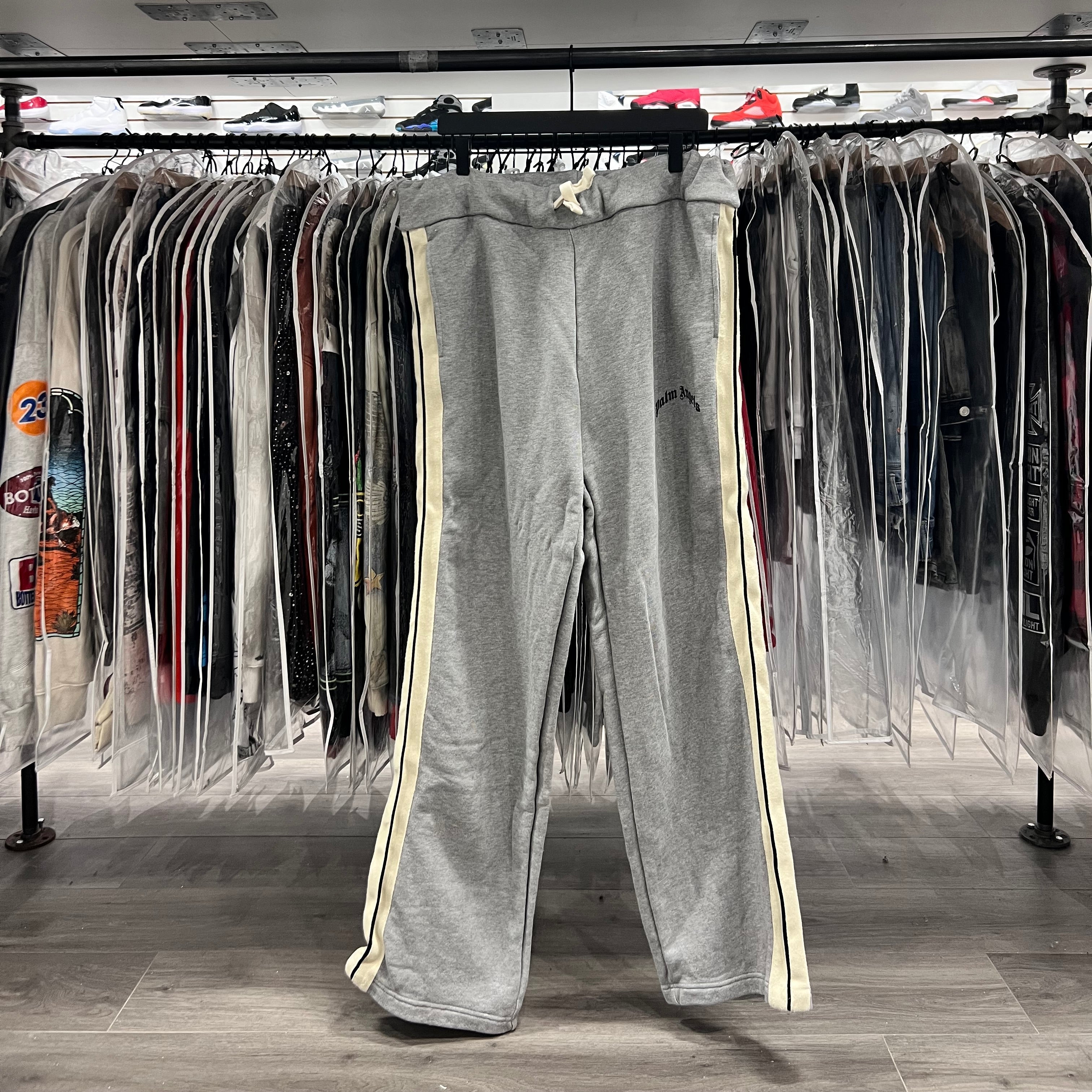 Palm Angels Curved Logo Sweatpants Grey (Lightly Worn)