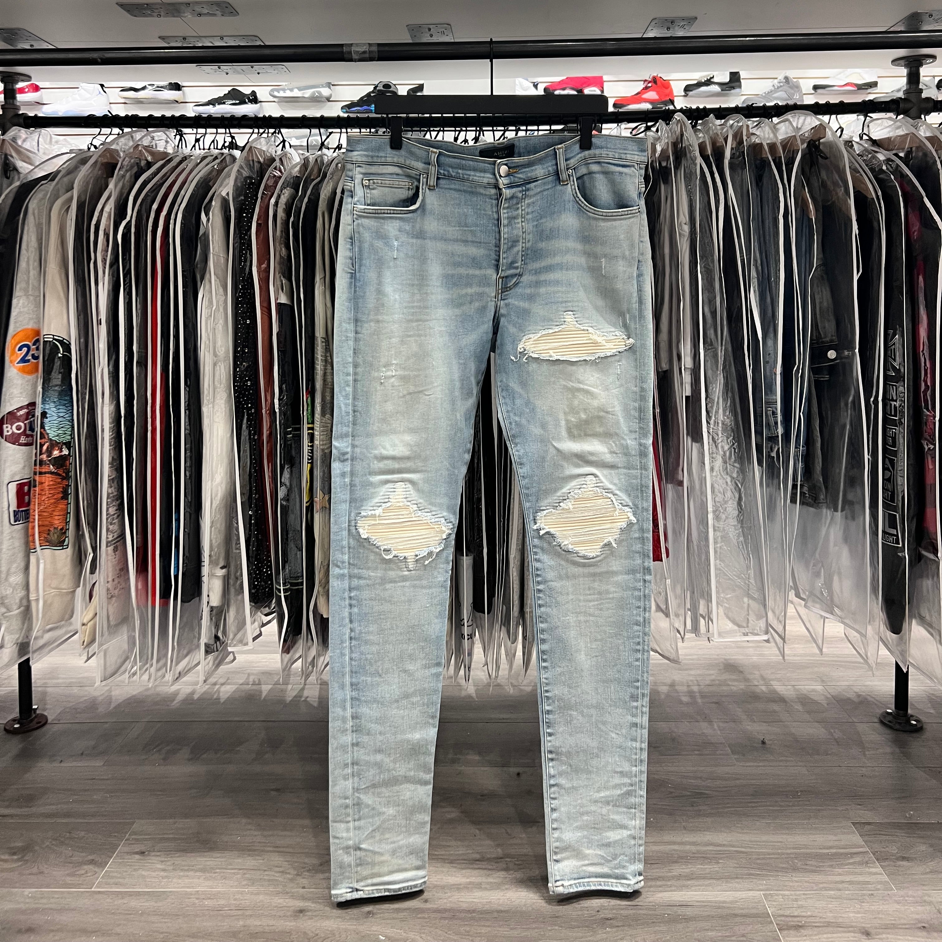 Amiri Varsity Patch 22 Jeans Blue Wash (Lightly Worn)