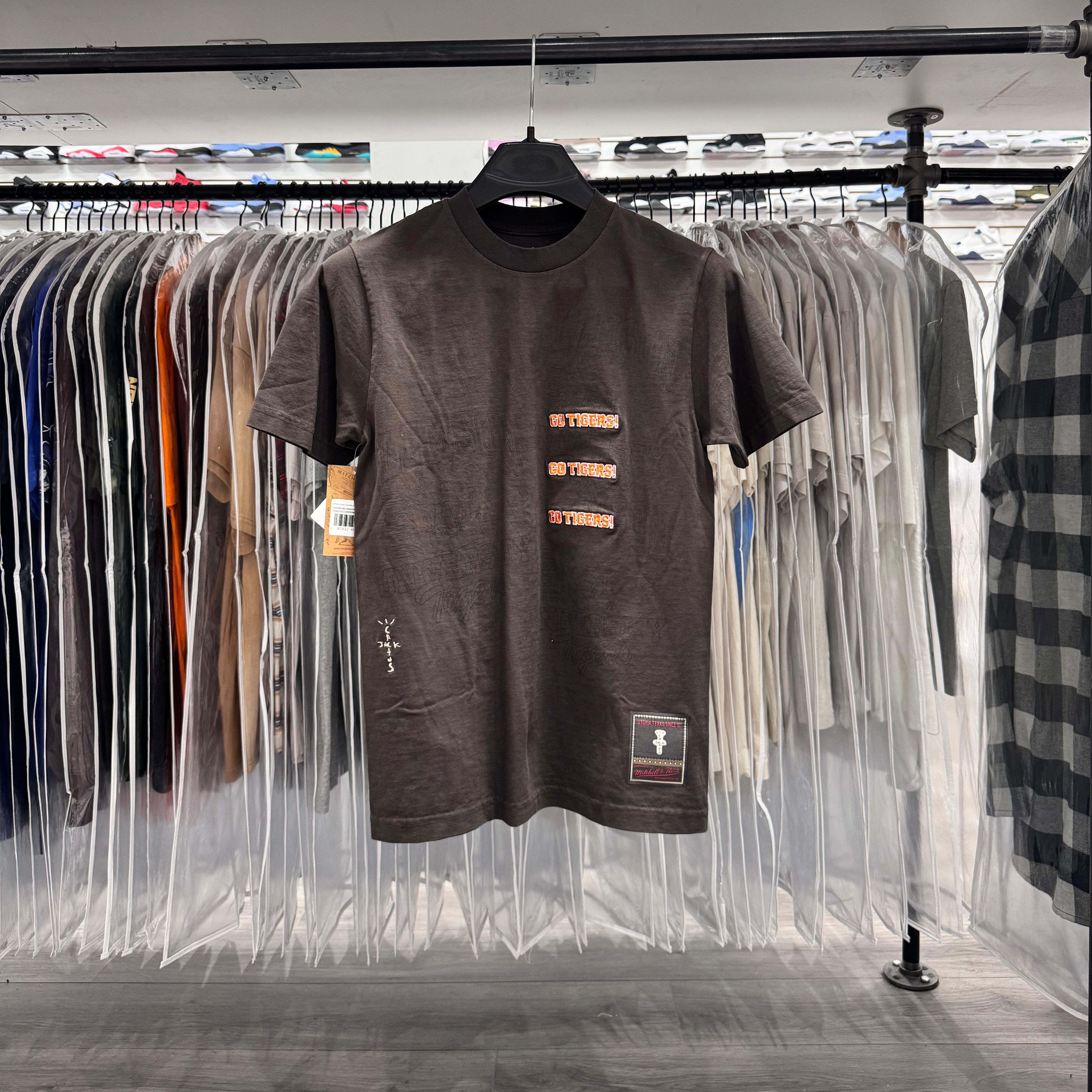 Travis Scott X Mitchell Ness Tee Brown Clemson
