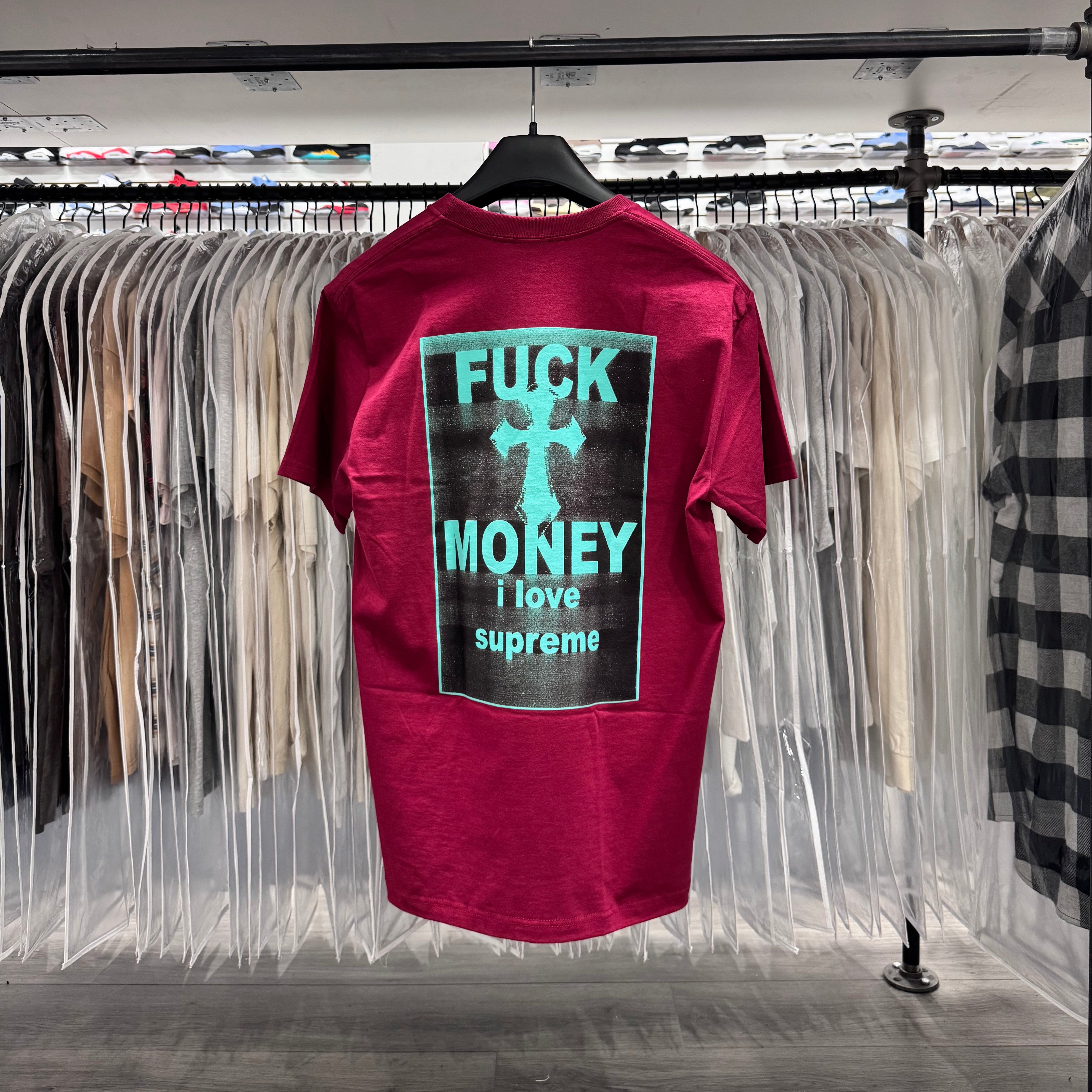 Supreme Tee Fuck Money Maroon