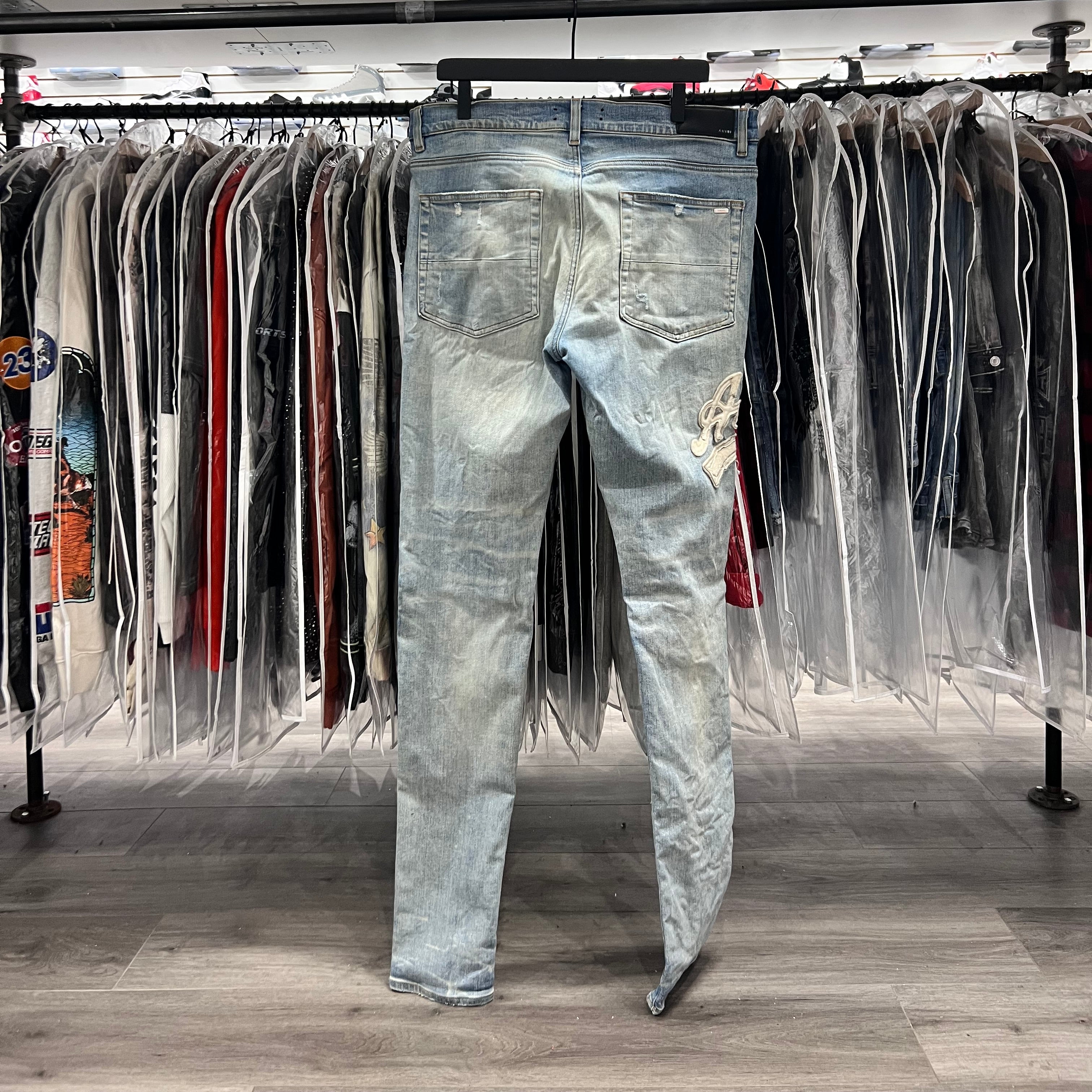 Amiri Varsity Patch 22 Jeans Blue Wash (Lightly Worn)
