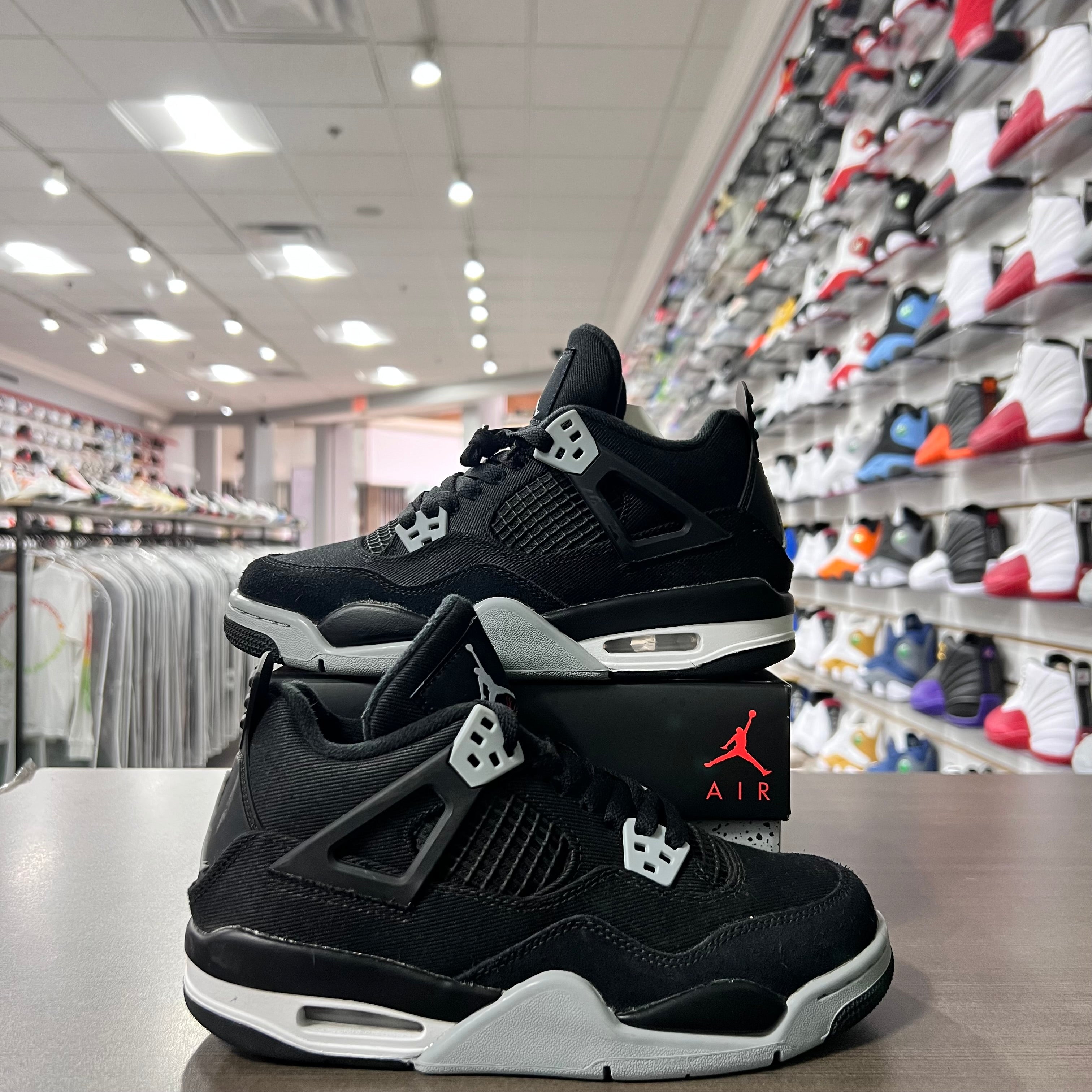 Jordan Retro 4 Gs Black Canvas (Lightly Worn)