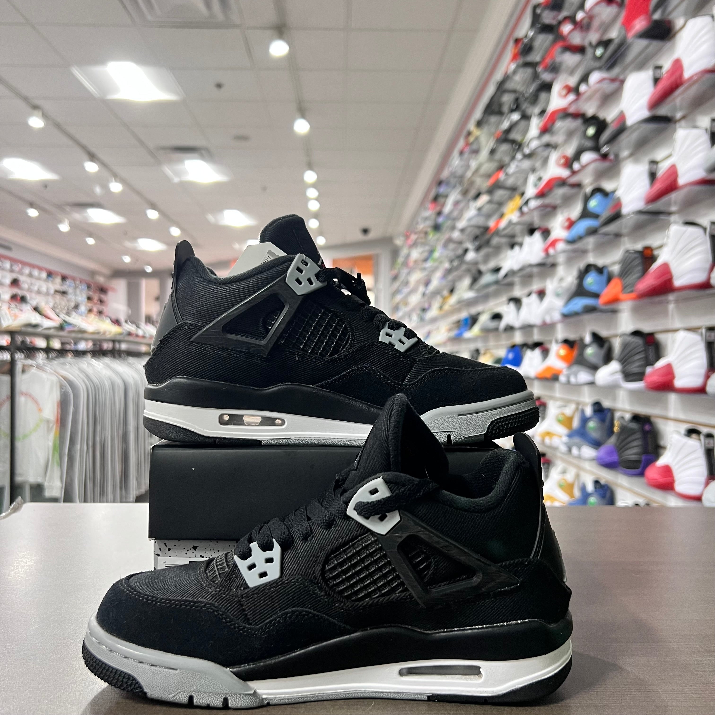 Jordan Retro 4 Gs Black Canvas (Lightly Worn)