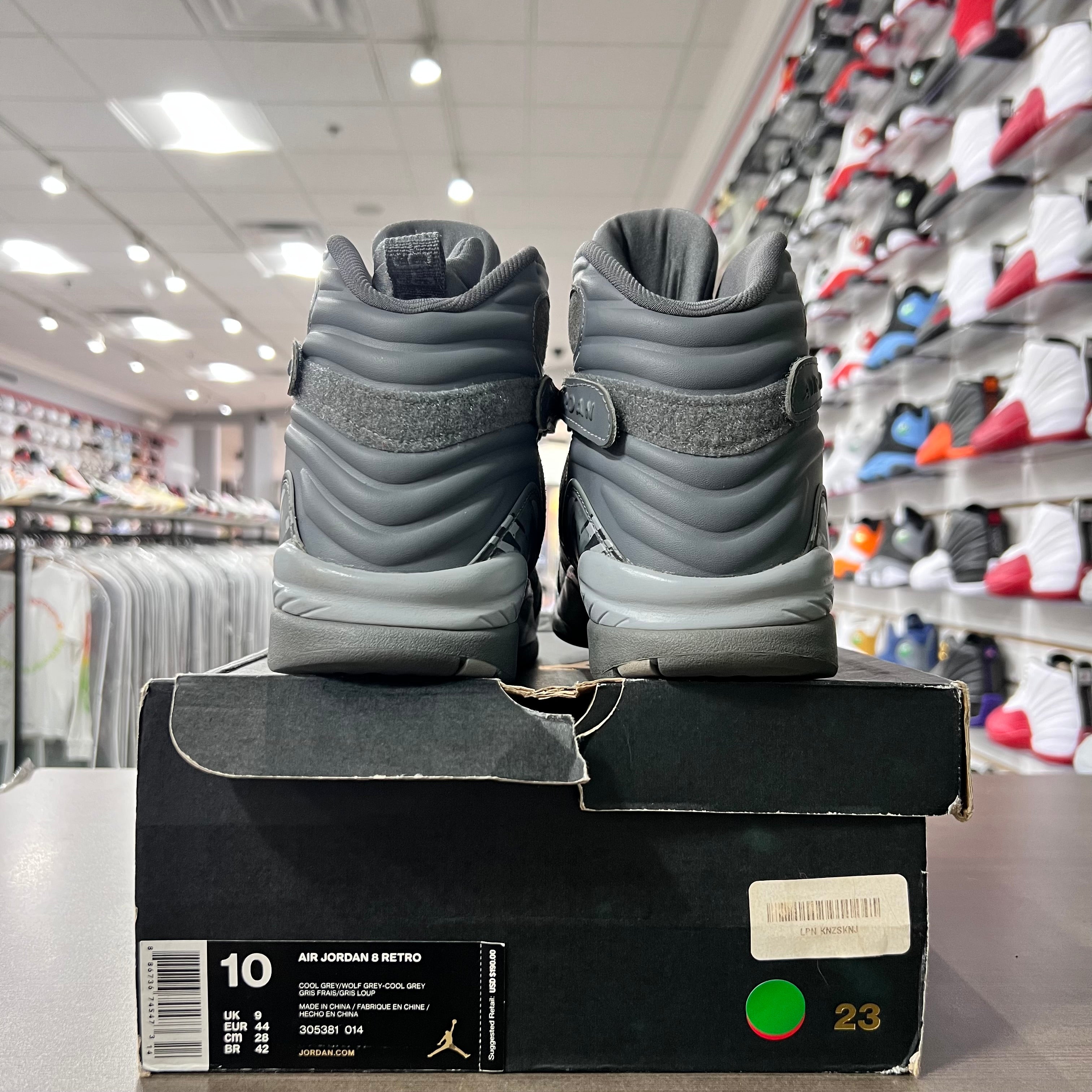 Jordan Retro 8 Mens Cool Grey (Lightly Worn)