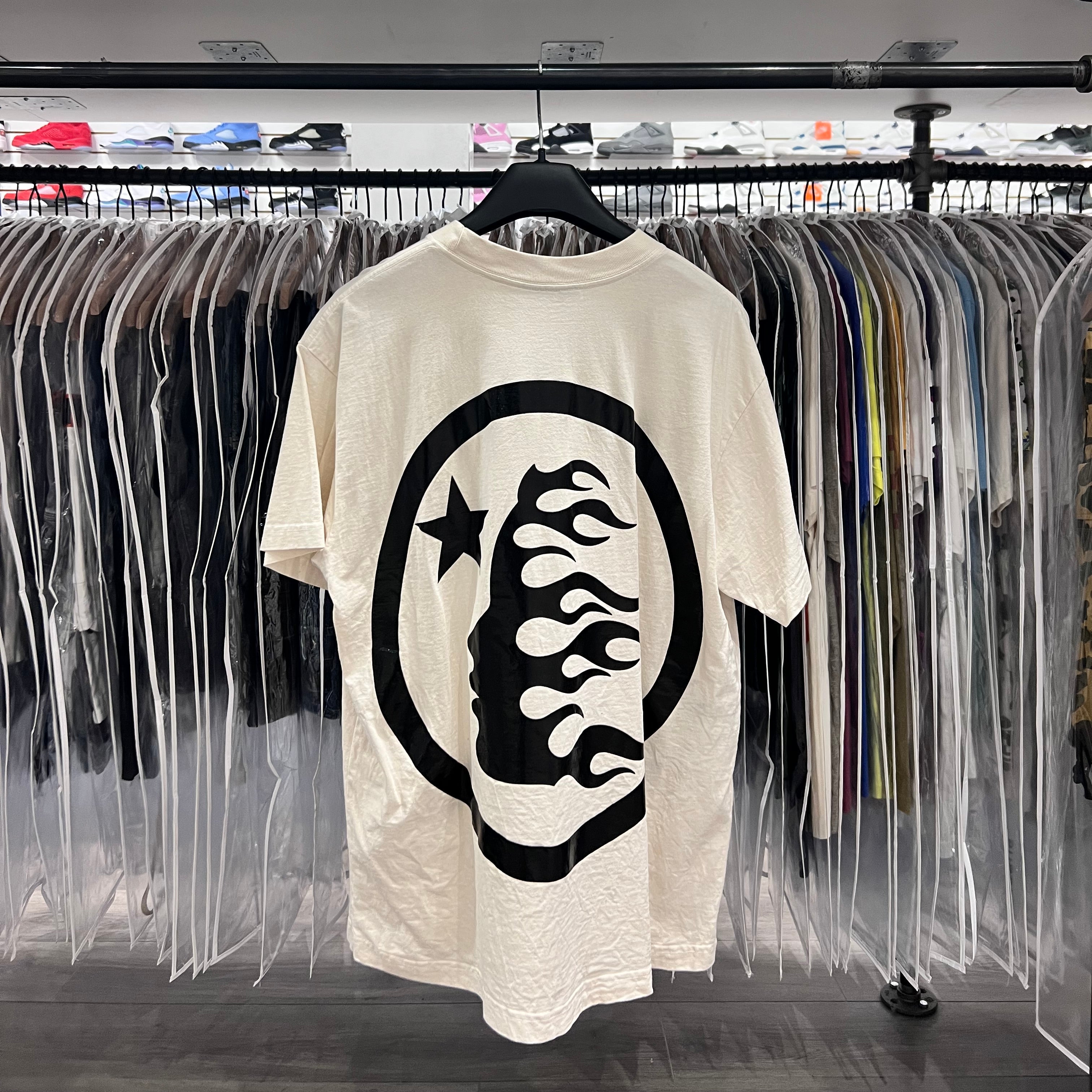 Hell Star Tee White Gel Logo Black (Lightly Worn)