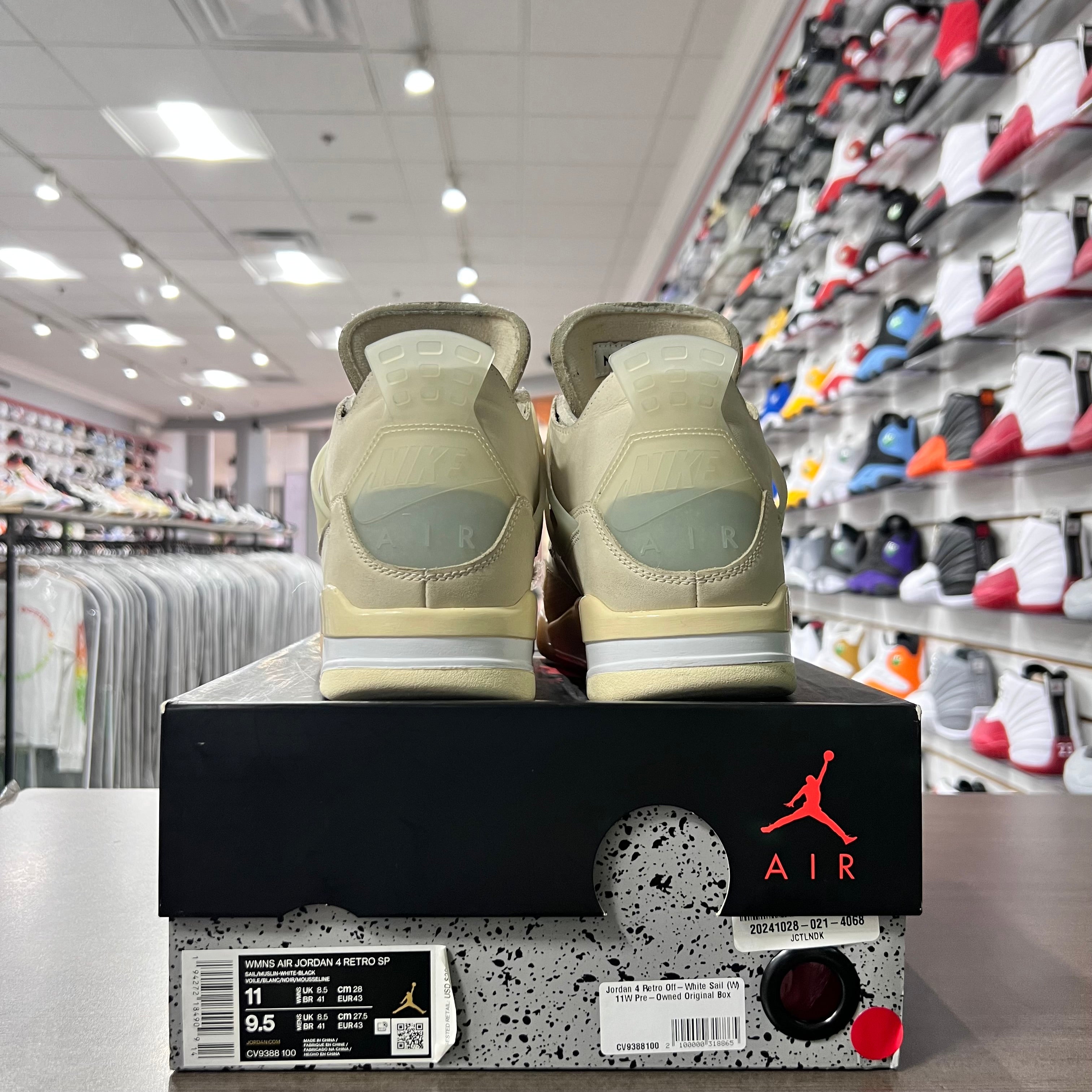 Jordan Retro 4 Womens Off White Sail (Lightly Worn)