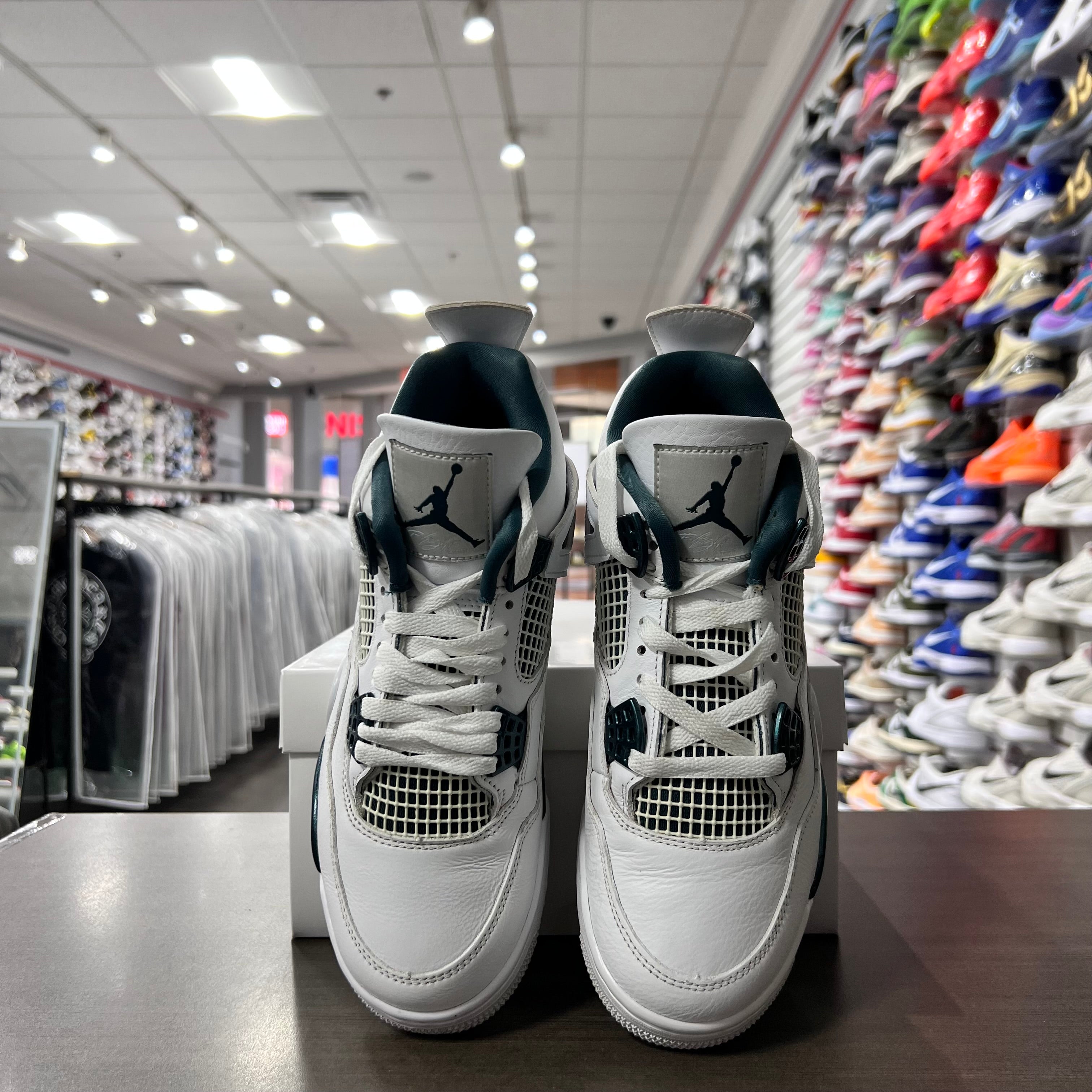 Jordan Retro 4 Gs Oxidized Green (Lightly Worn+Replacement Box)