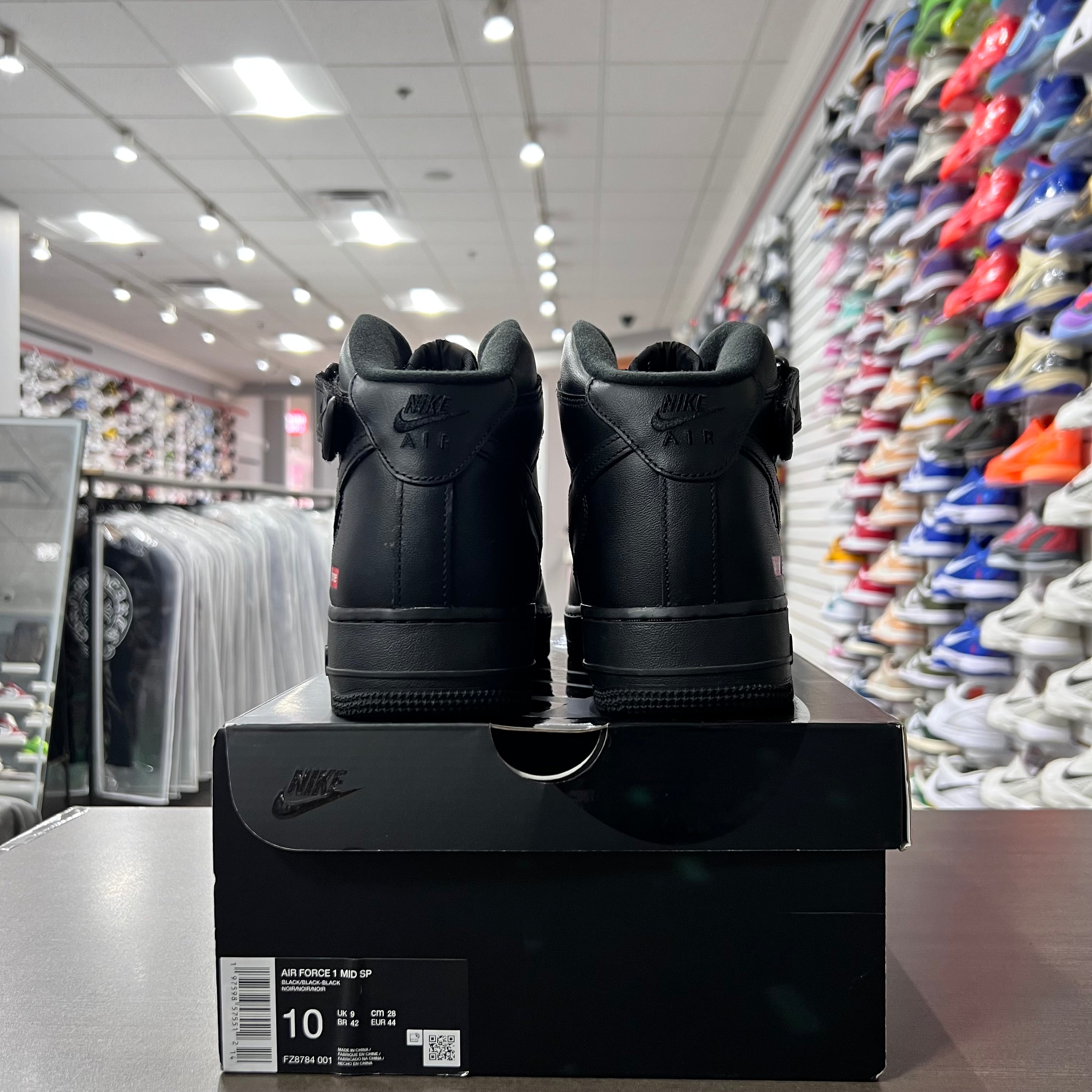 Nike Air Force 1 Mid Supreme Black (Lightly Worn)