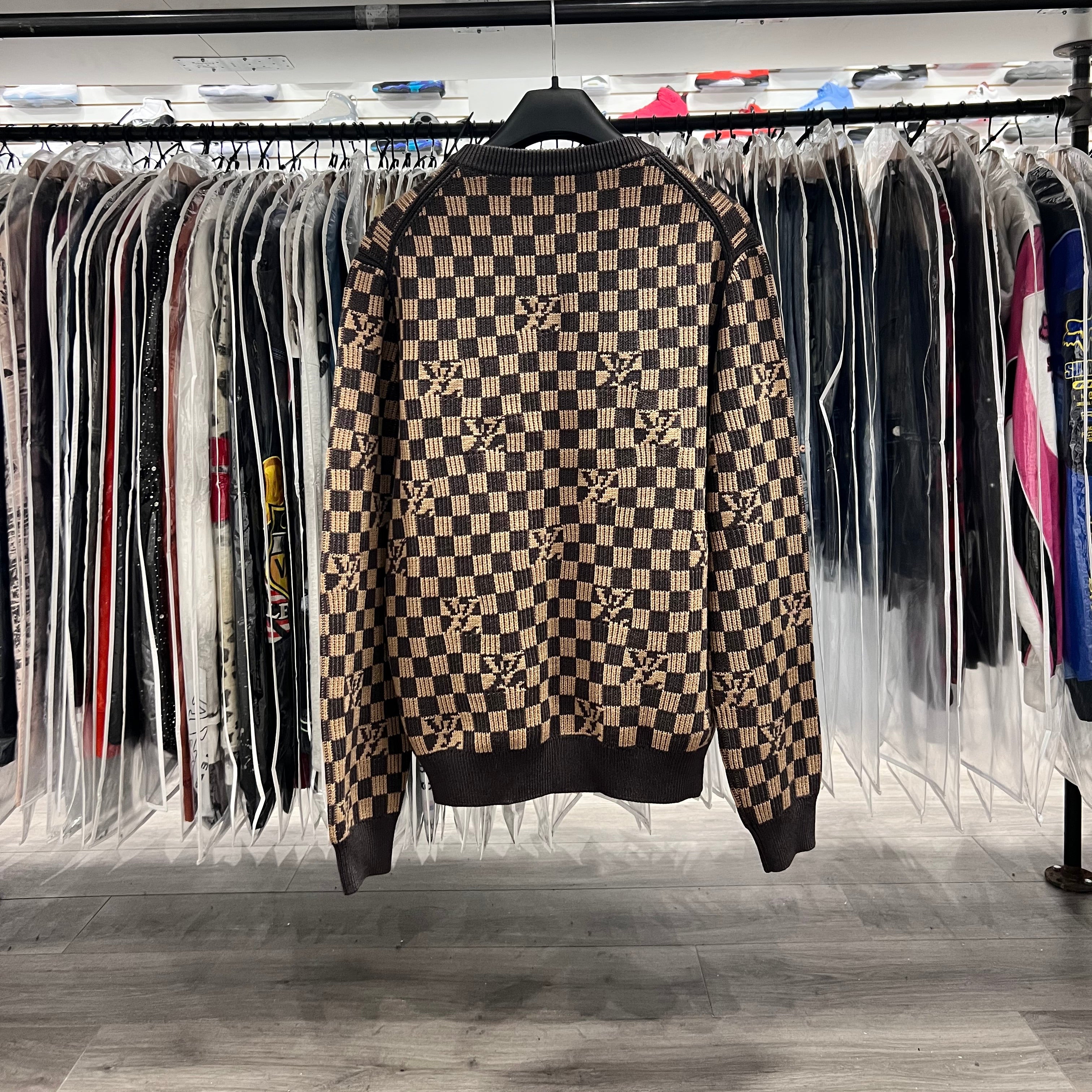 Louis Vuitton Damier Check Logo Sweater Brown (Lightly Worn)