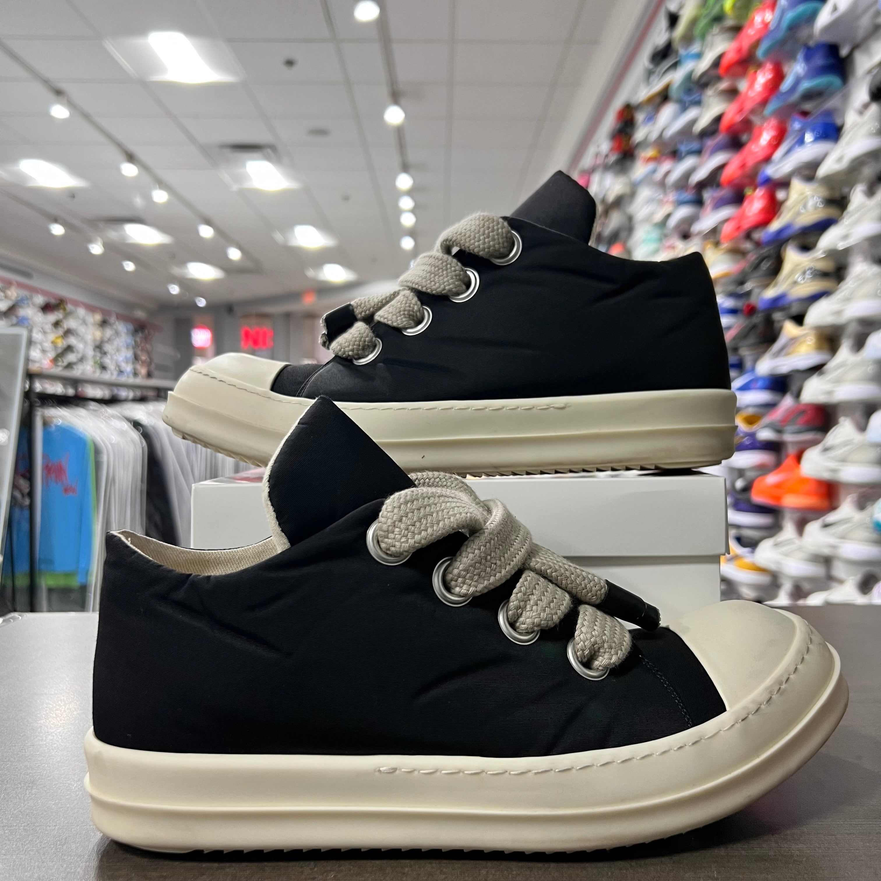 Rick Owens DRKSHDW Black Puffer Jumbo Lace Ramones Low (Lightly Worn+Replacement Box)