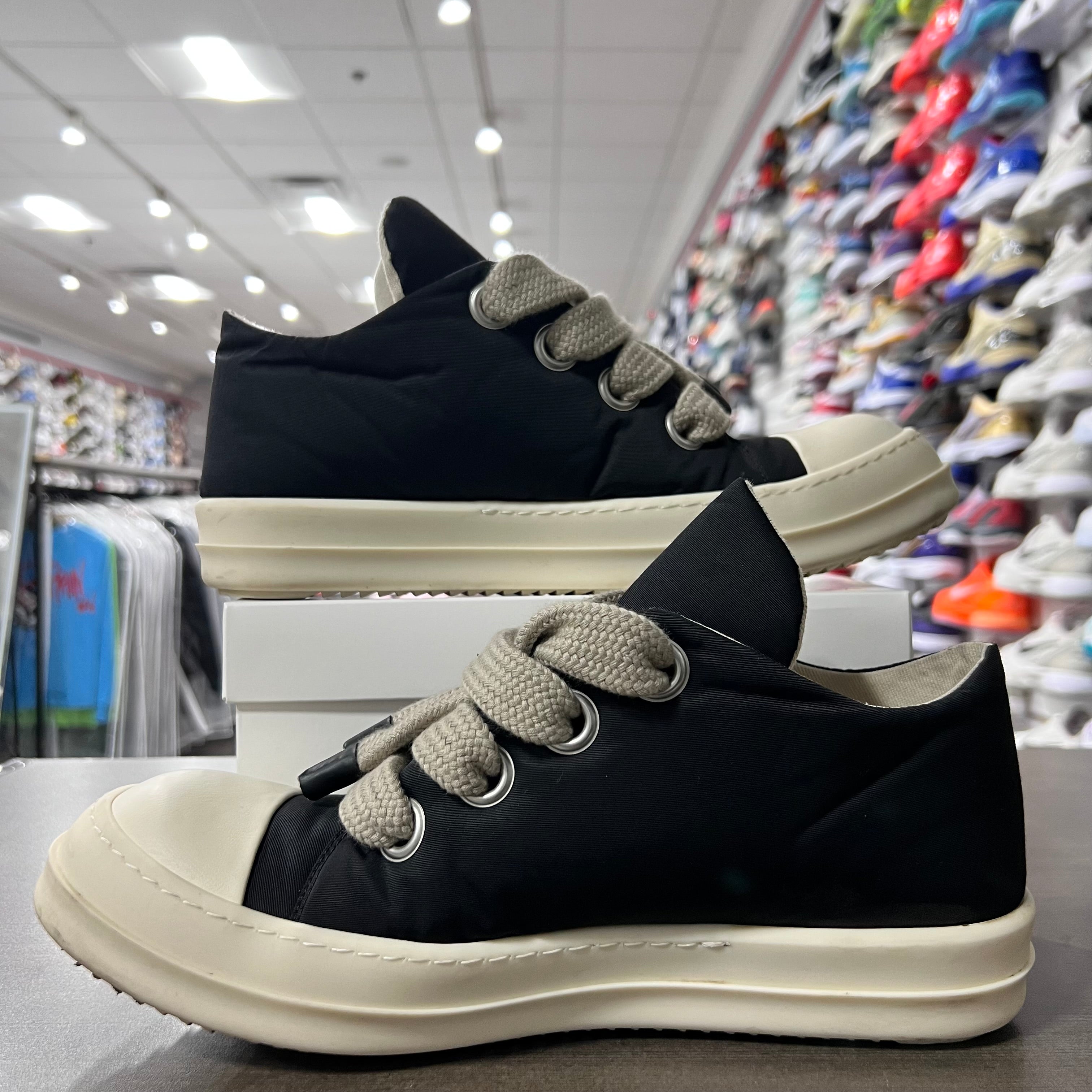 Rick Owens DRKSHDW Black Puffer Jumbo Lace Ramones Low (Lightly Worn+Replacement Box)