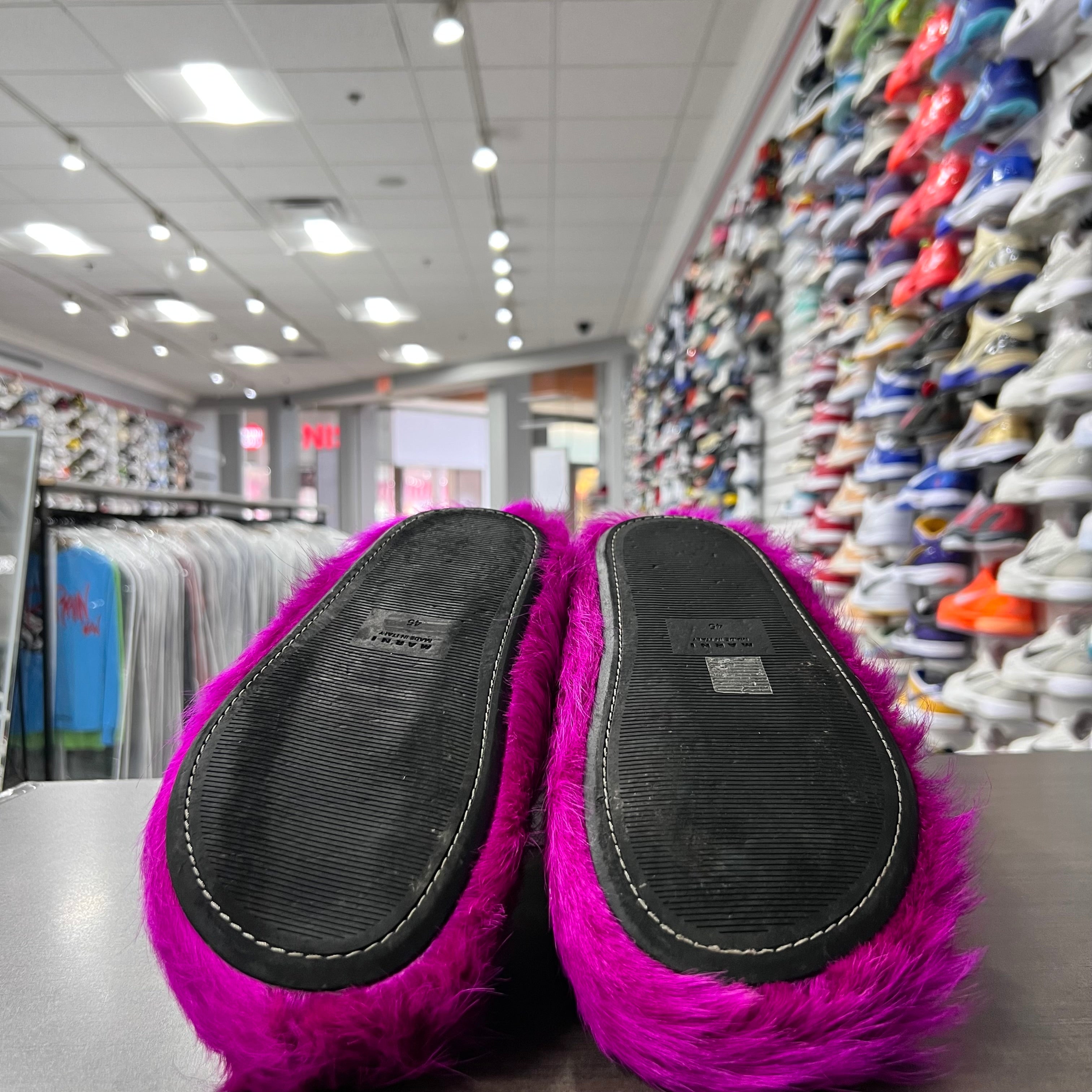 Marni Long Hair Calfskin Fussbett Sabot Mules Fuschia (Lightly Worn+Replacement Box)