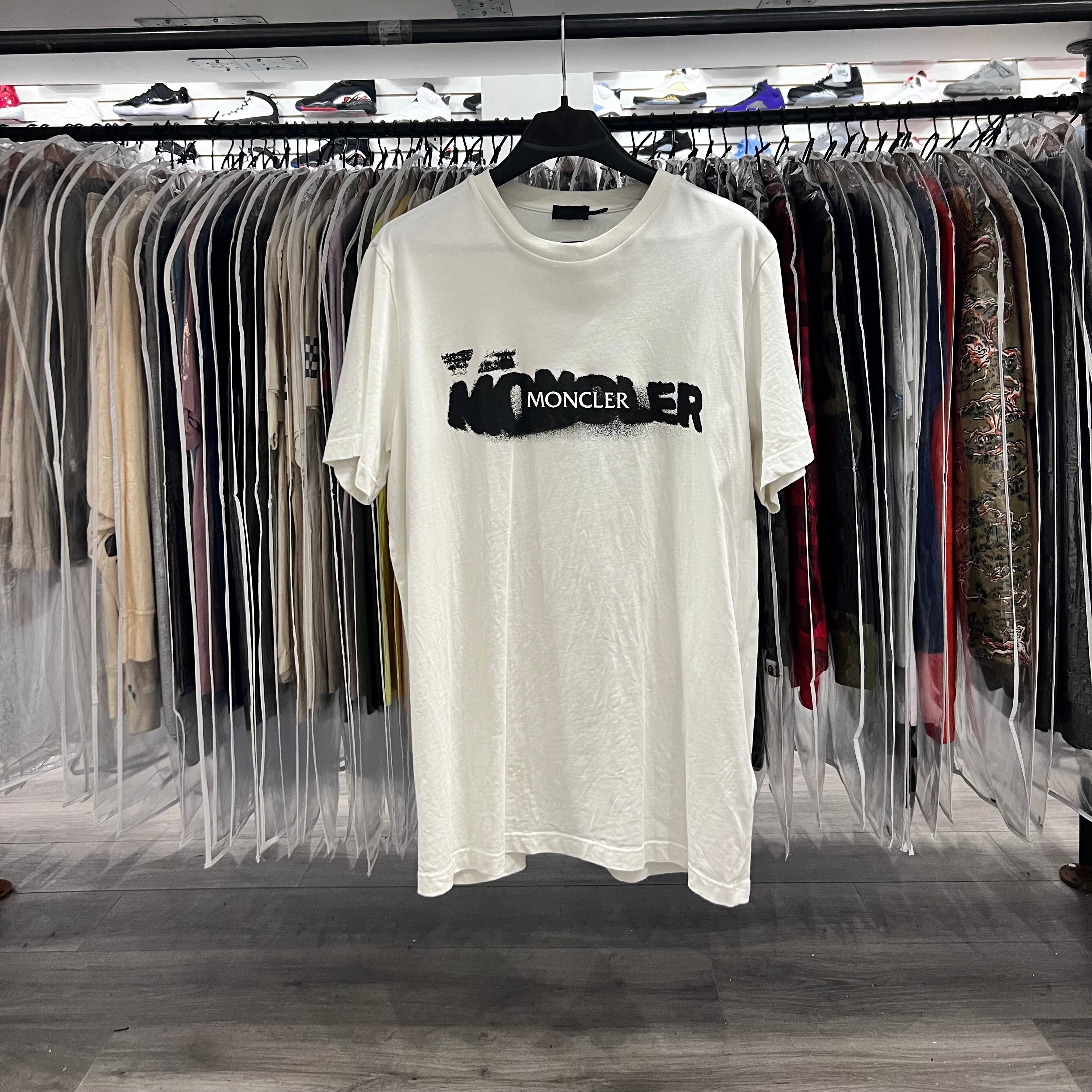 Moncler Graffiti Logo Tee White (Lightly Worn)