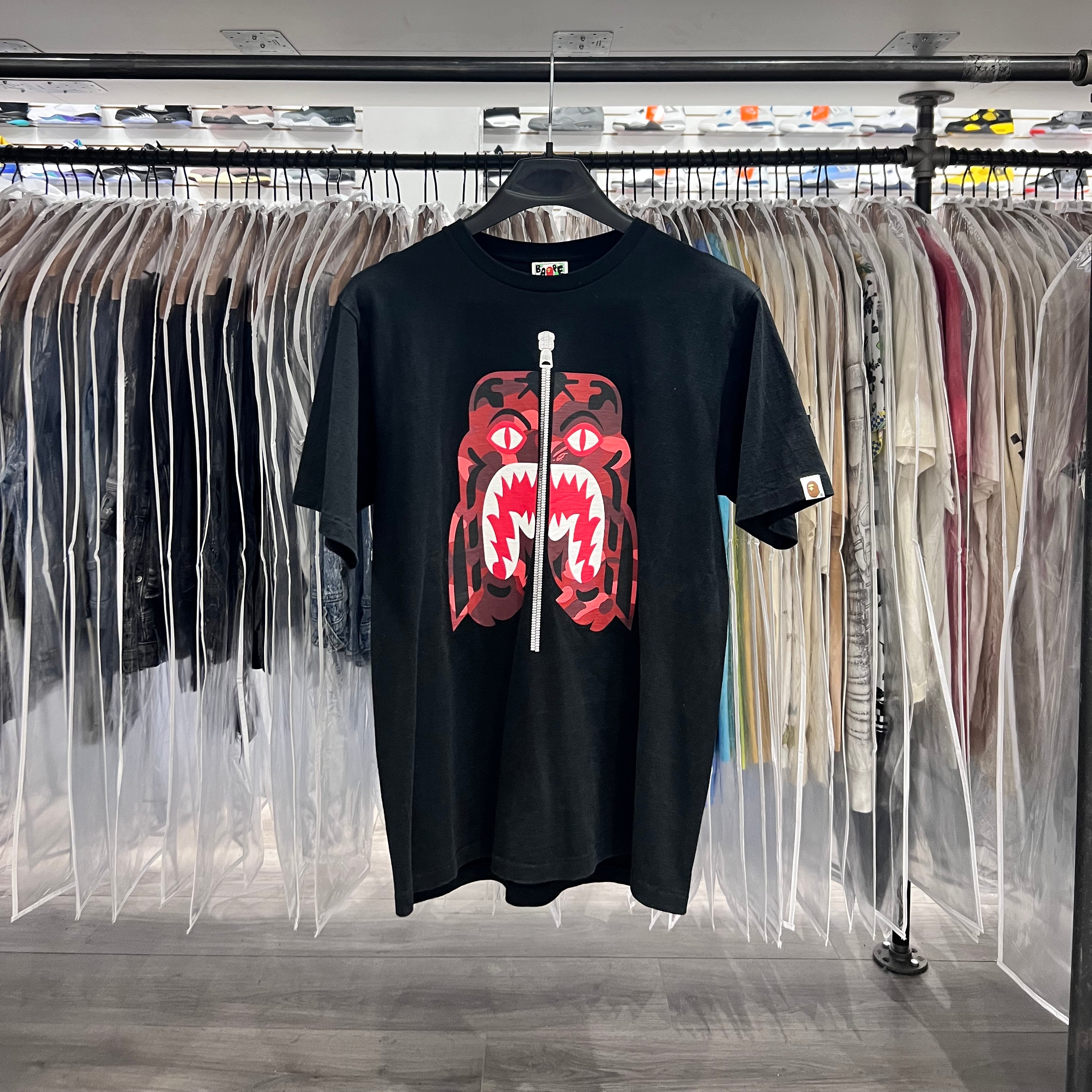 A Bathing Ape Tee Black Red Tiger Graphic (Lightly Worn)