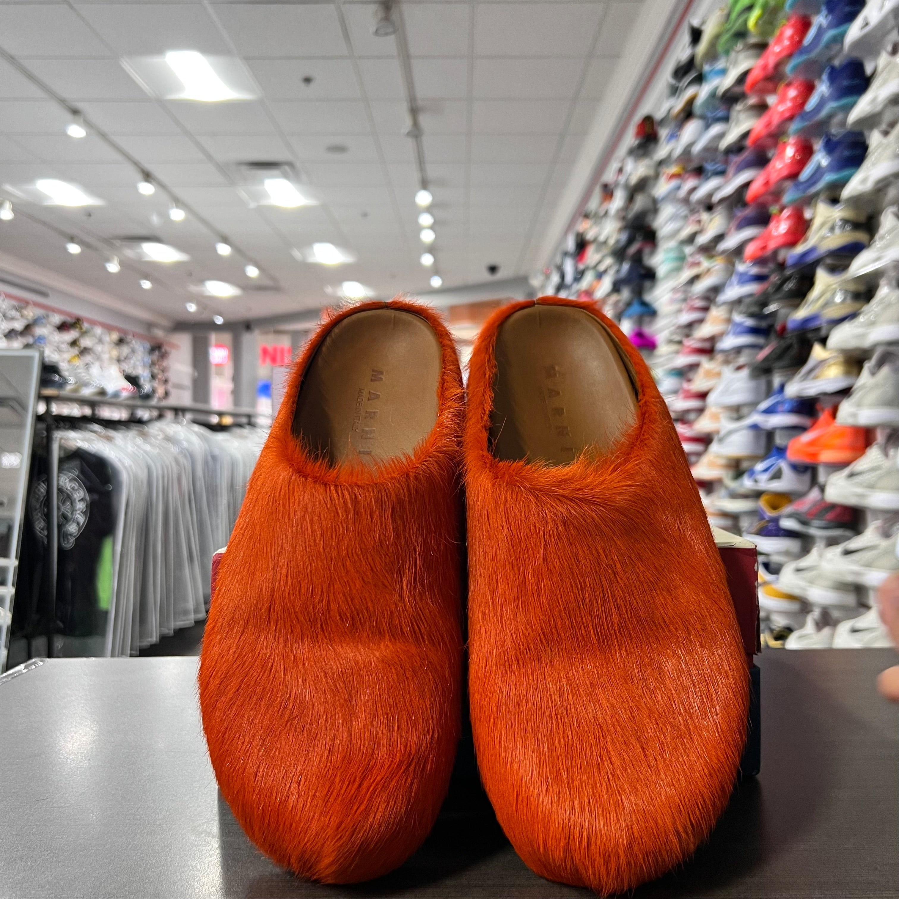 Marni Fussbett Pony Hair Mule Orange (Lightly Worn+Replacement Box)