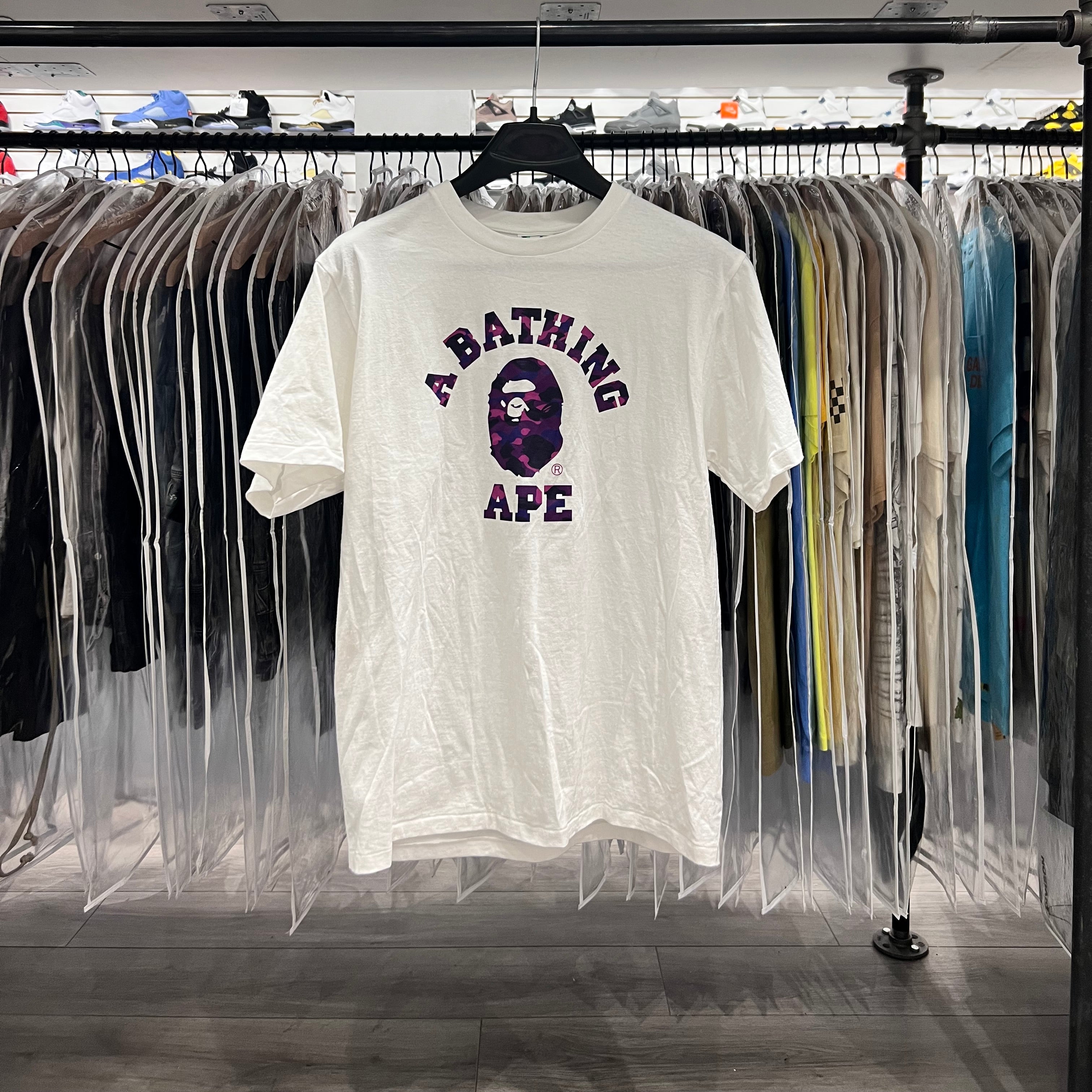 A Bathing Ape Tee Purple Staple Logo