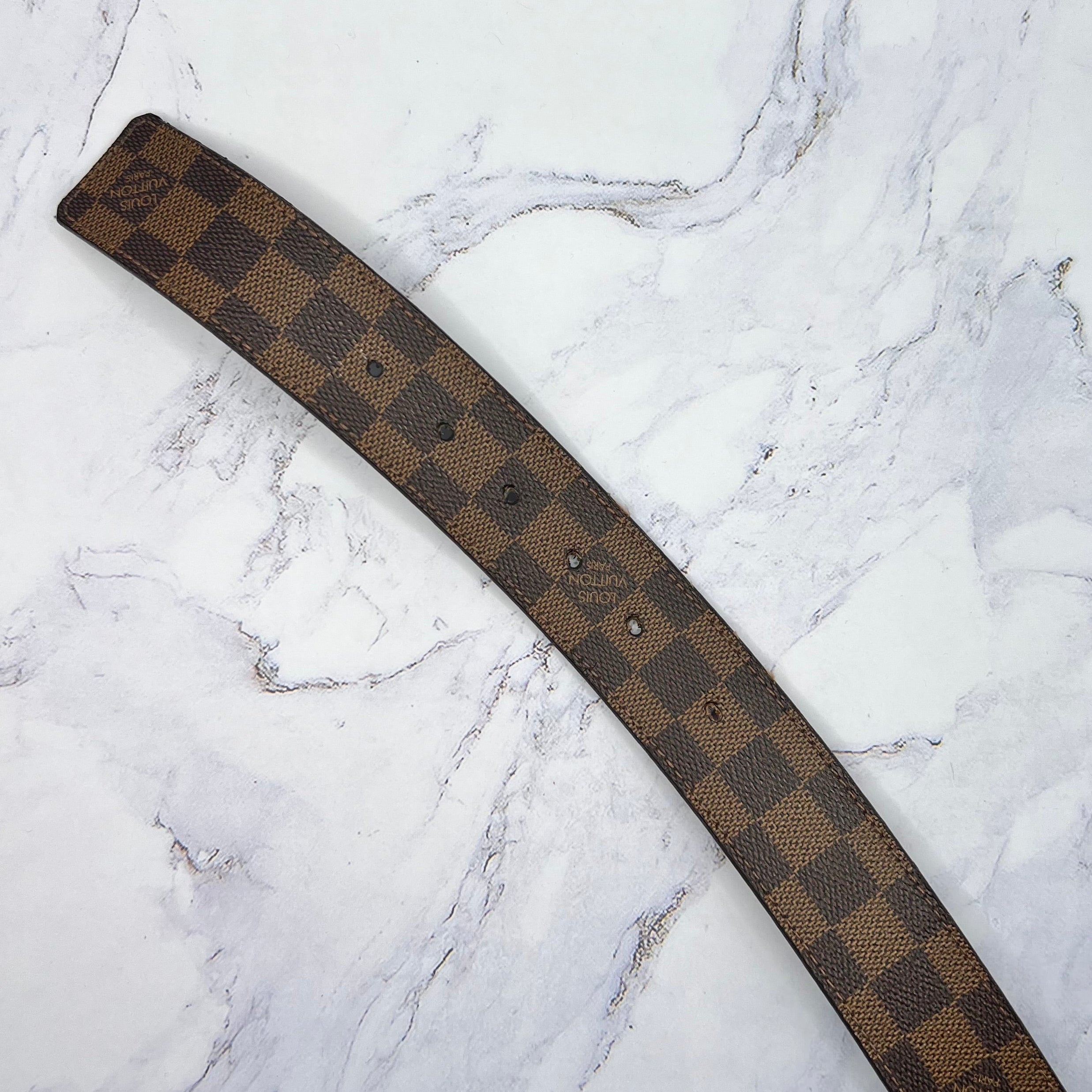 Louis Vuitton LV Initales Damier Ebene Belt Black Buckle (Lightly Worn)