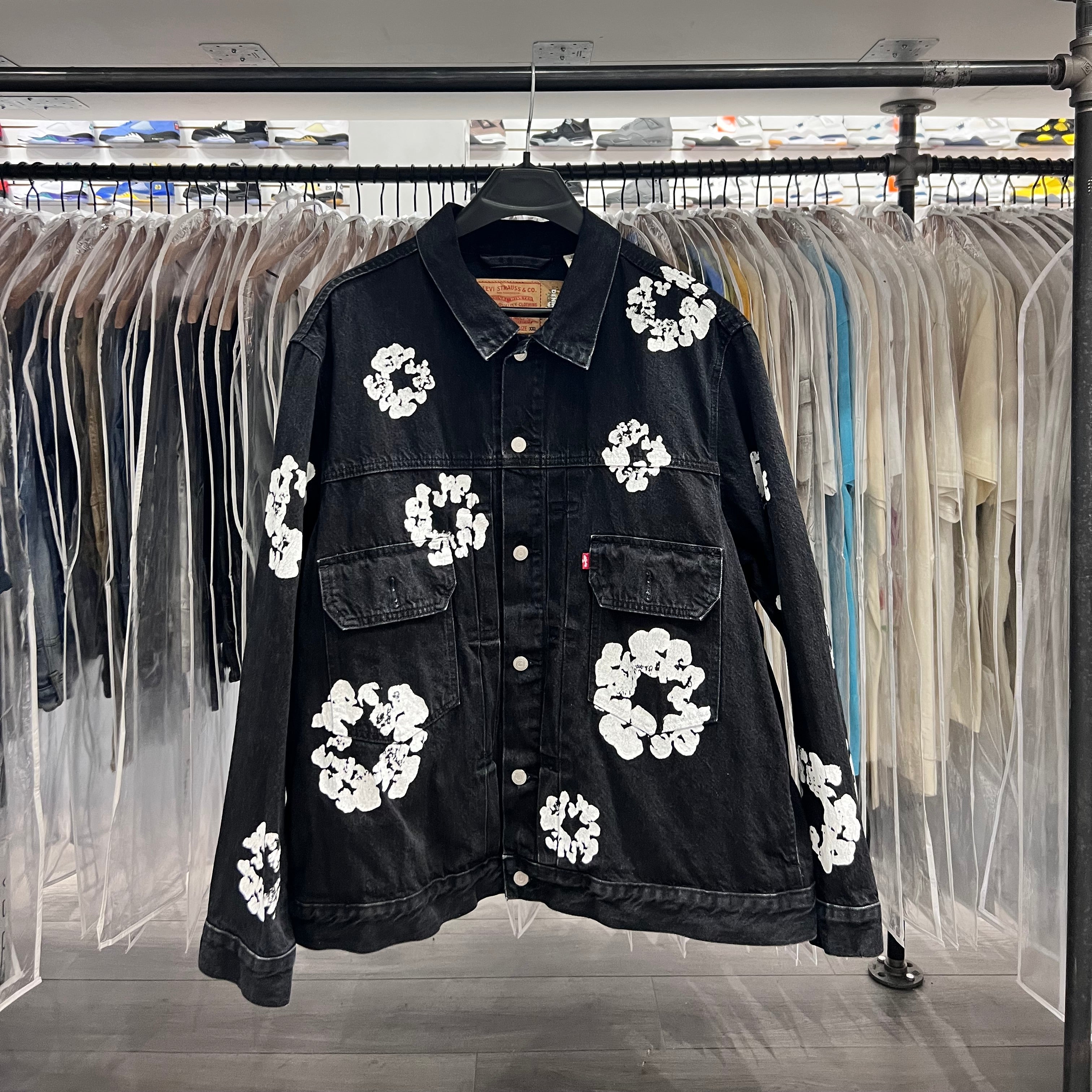 Denim Tears Cotton Wreath Denim Jacket Black (Lightly Worn)