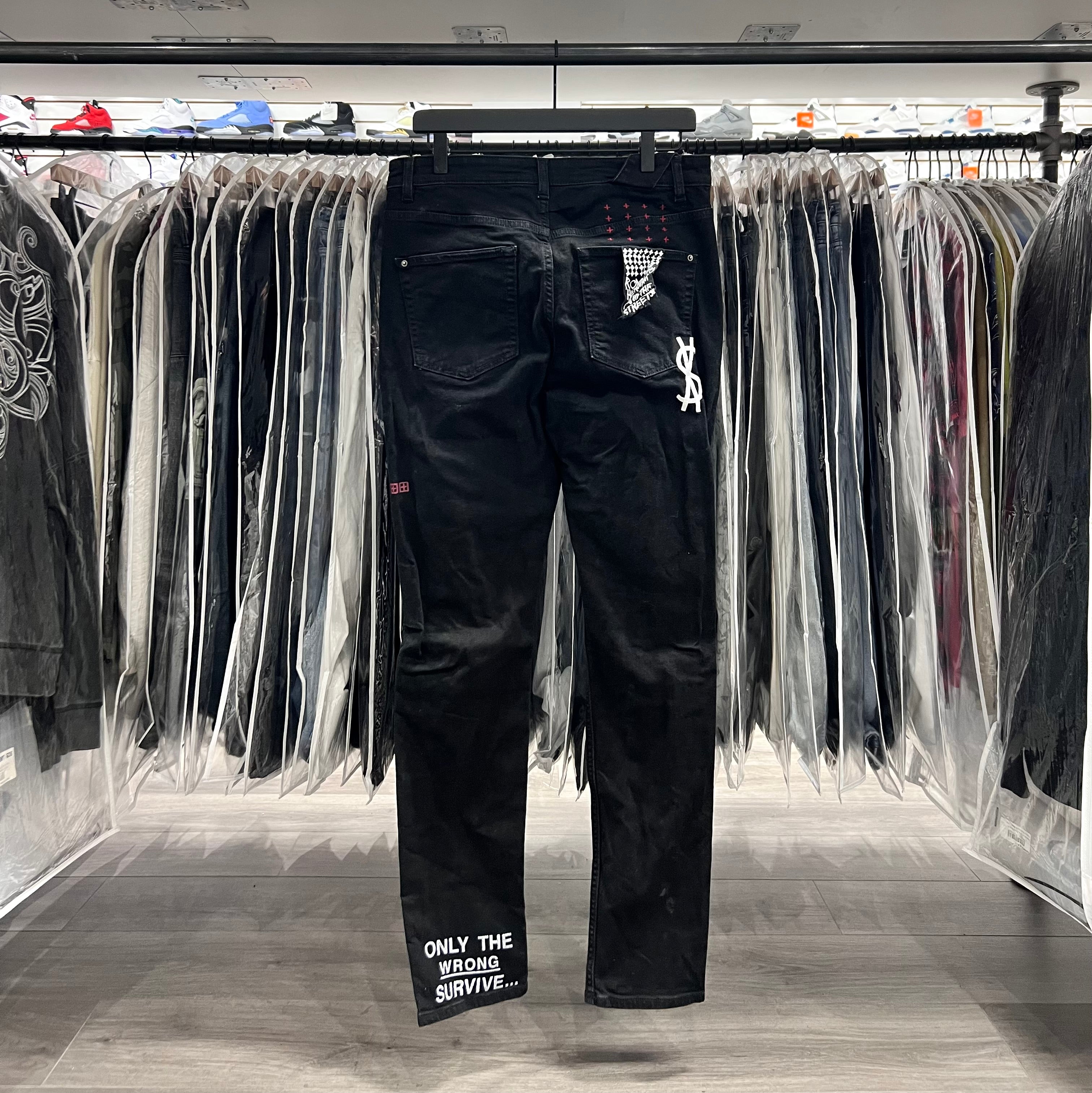 Ksubi Jeans Black Orange Writing (Lightly Worn)