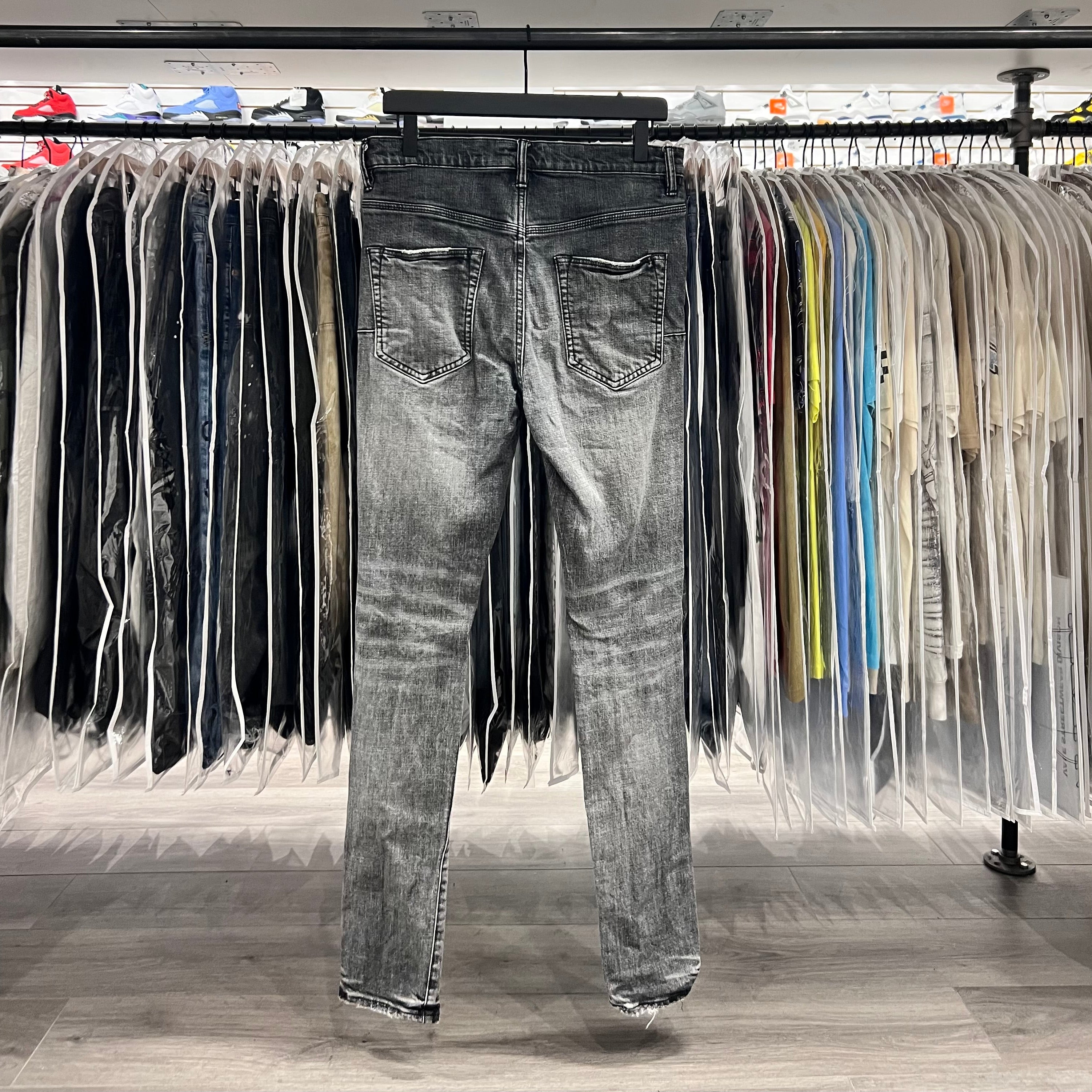 Purple Jeans Heavy Washed Black Blow Out Knees (Lightly Worn)