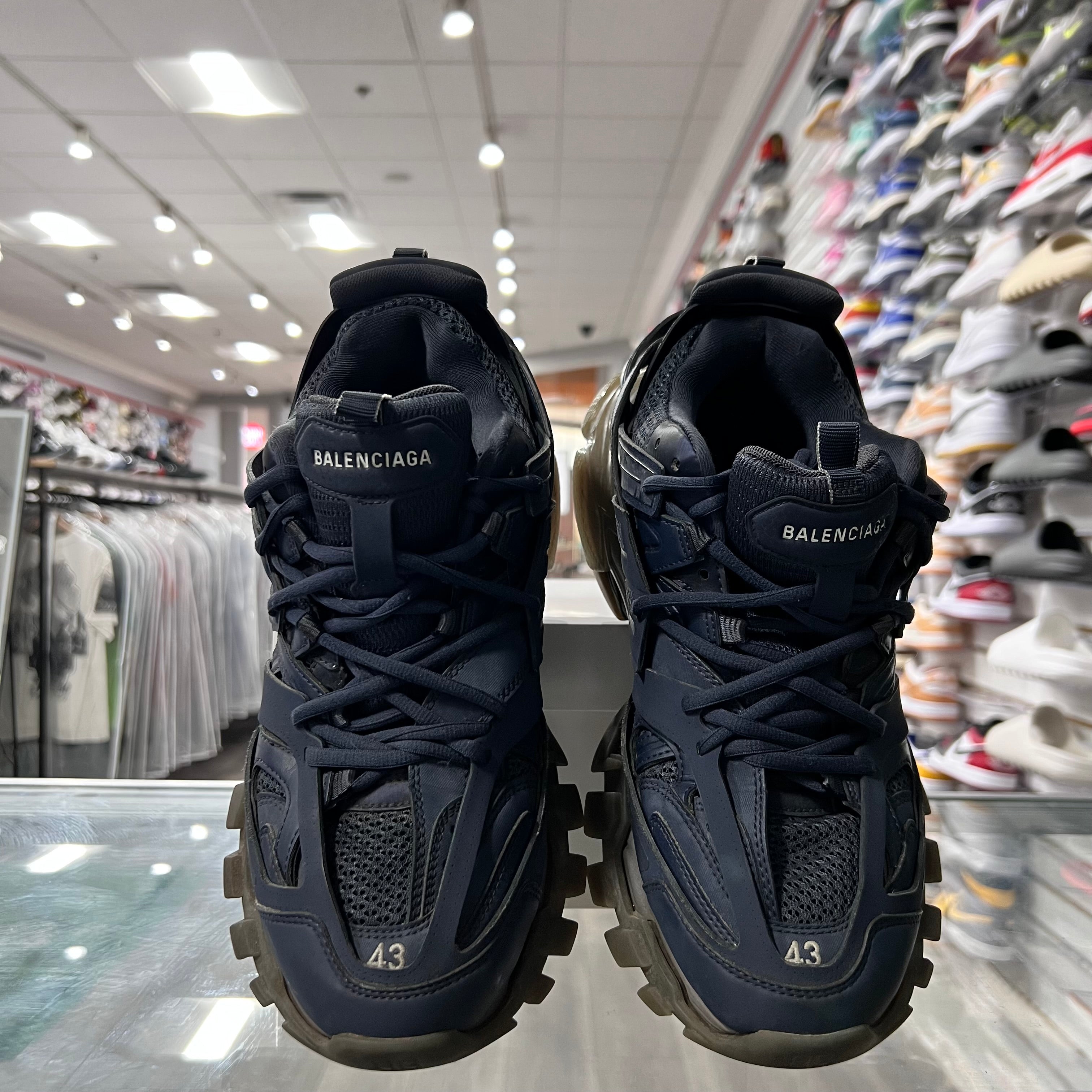 Balenciaga Track Cloth Low Trainers Navy/Clear Sole Dark Grey(Lightly Worn+Replacement Box)