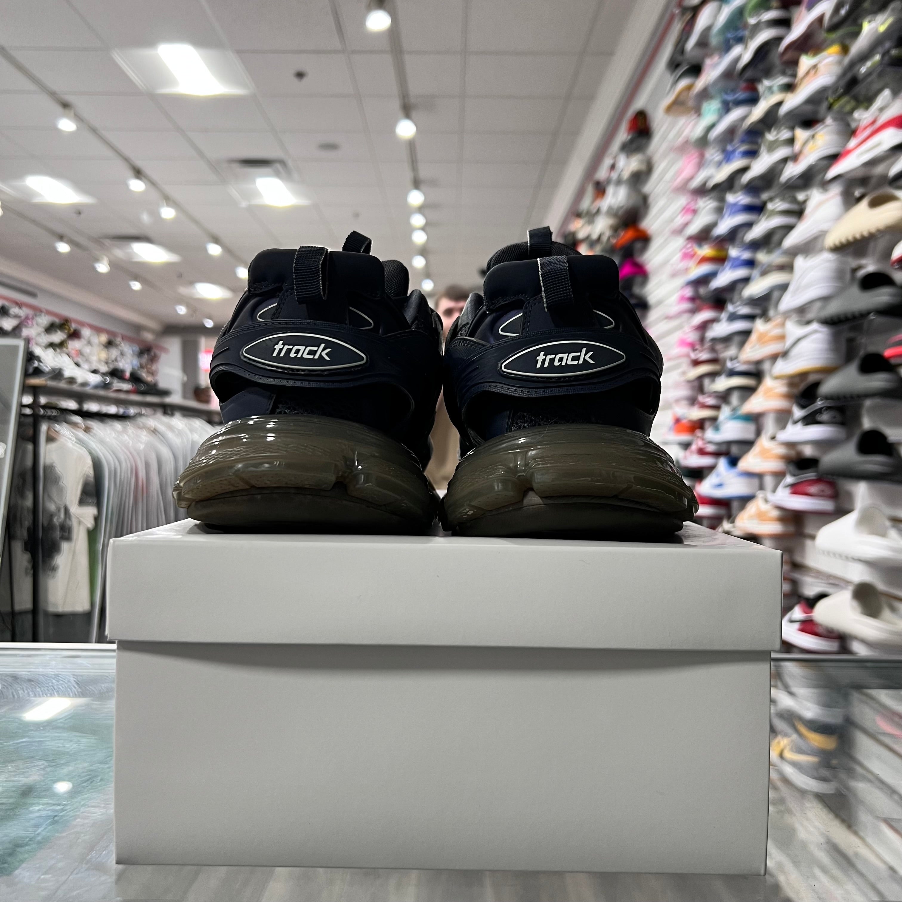 Balenciaga Track Cloth Low Trainers Navy/Clear Sole Dark Grey(Lightly Worn+Replacement Box)