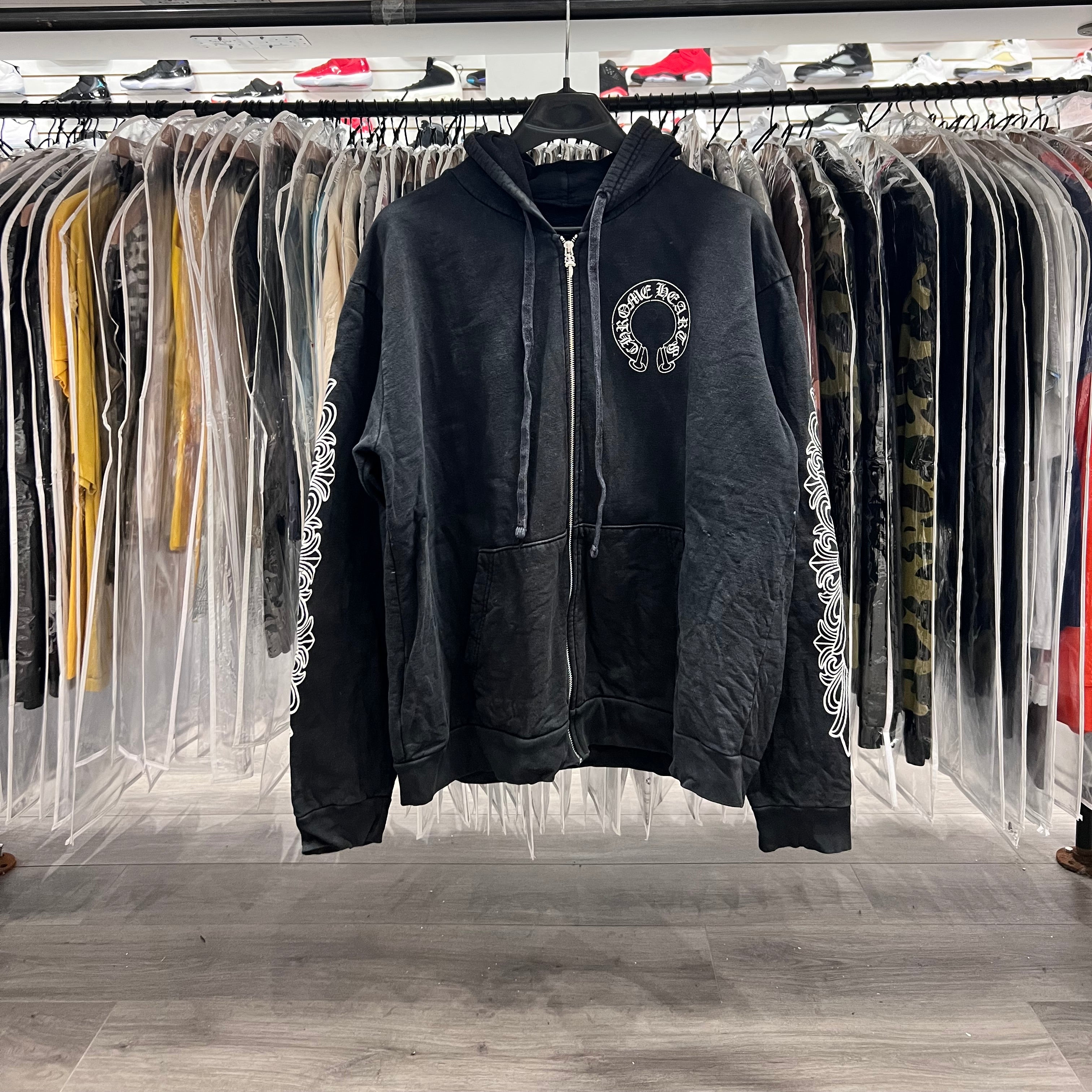 Chrome Hearts Floral Zip Up Hoodie (Lightly Worn+Damaged)
