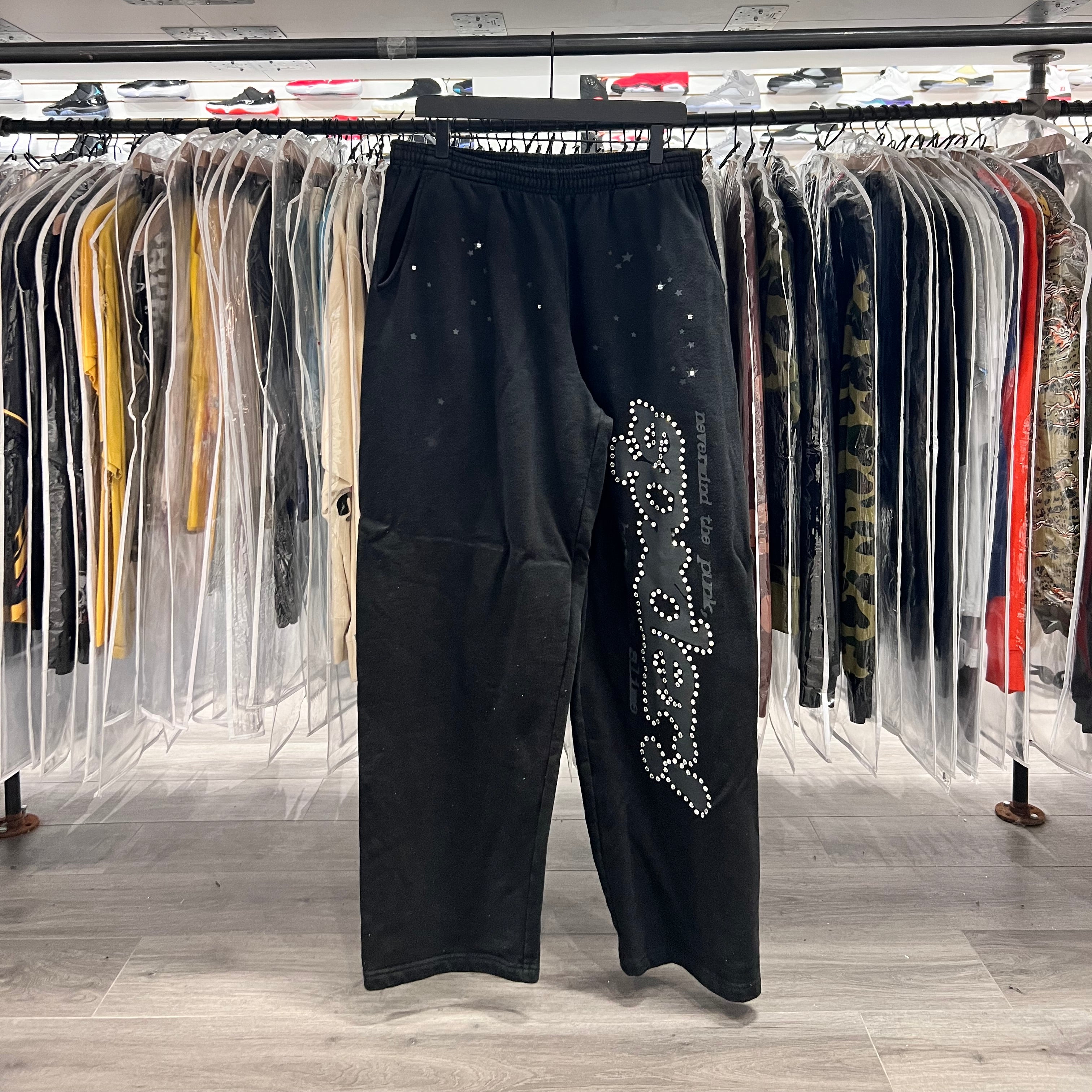Sp5der Rhinestone Punk V2 Sweatpants Black (Lightly Worn)