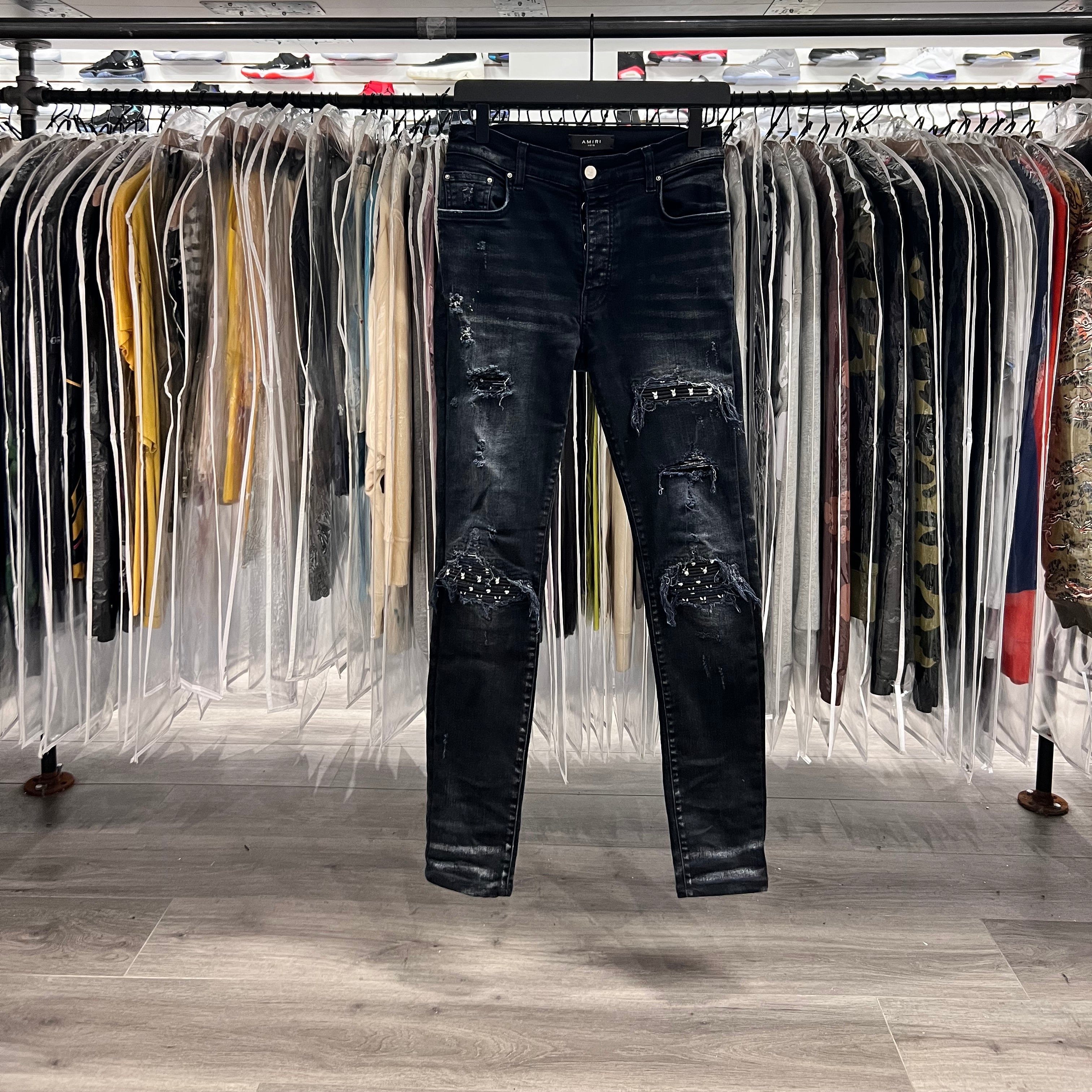 Amiri MX1 Leather Playboy Jeans Black (Lightly Worn)