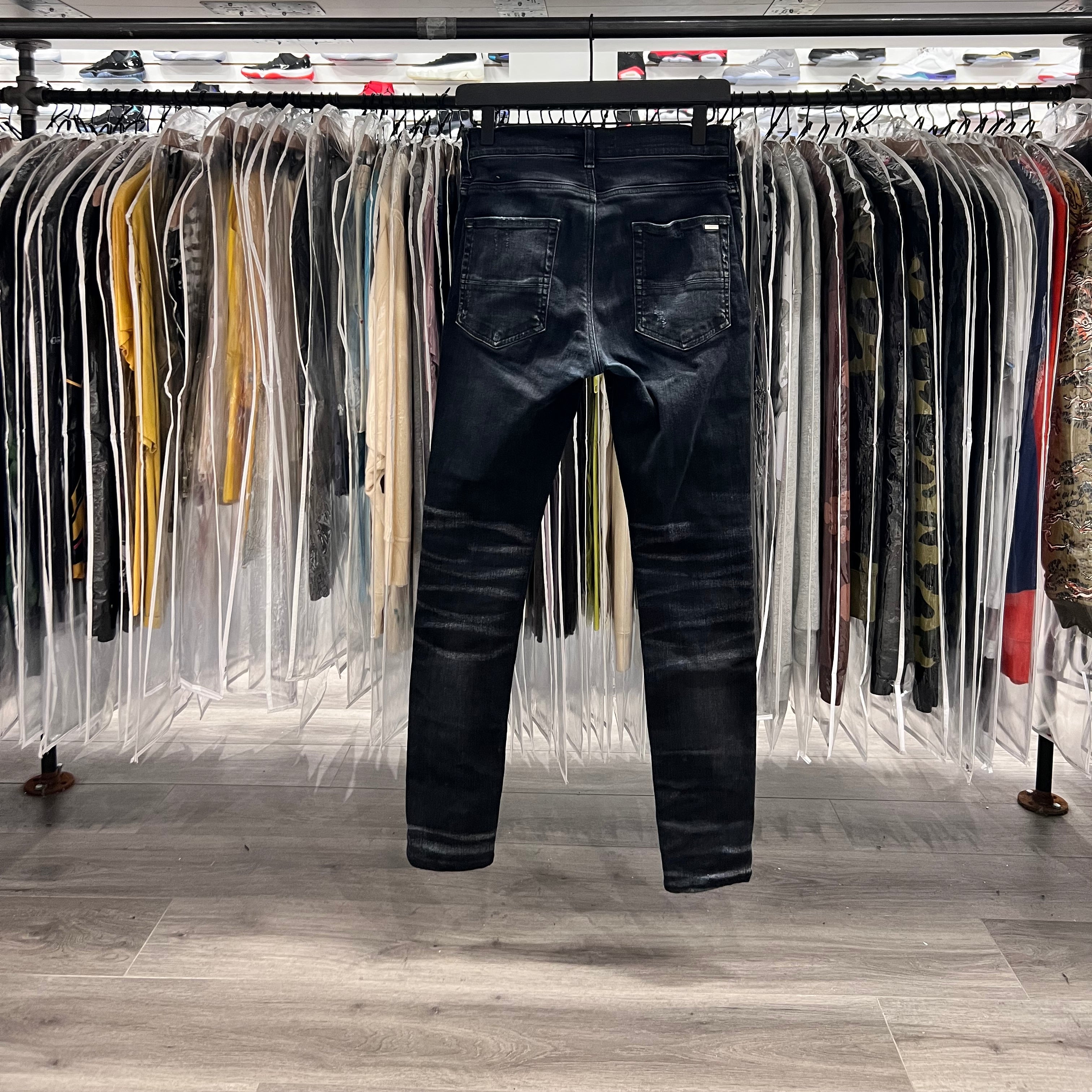 Amiri MX1 Leather Playboy Jeans Black (Lightly Worn)