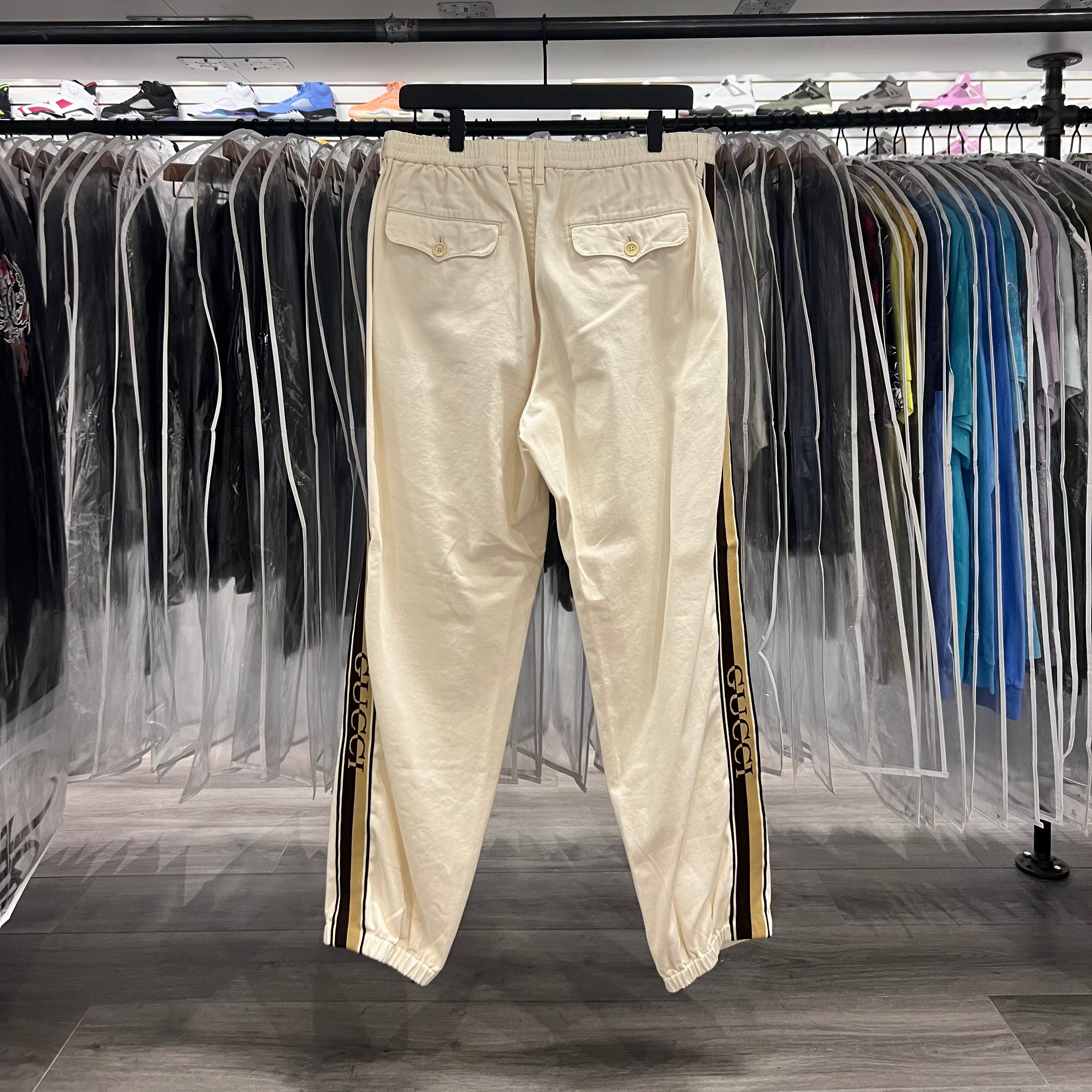 Gucci Stripe Logo Pants Cream