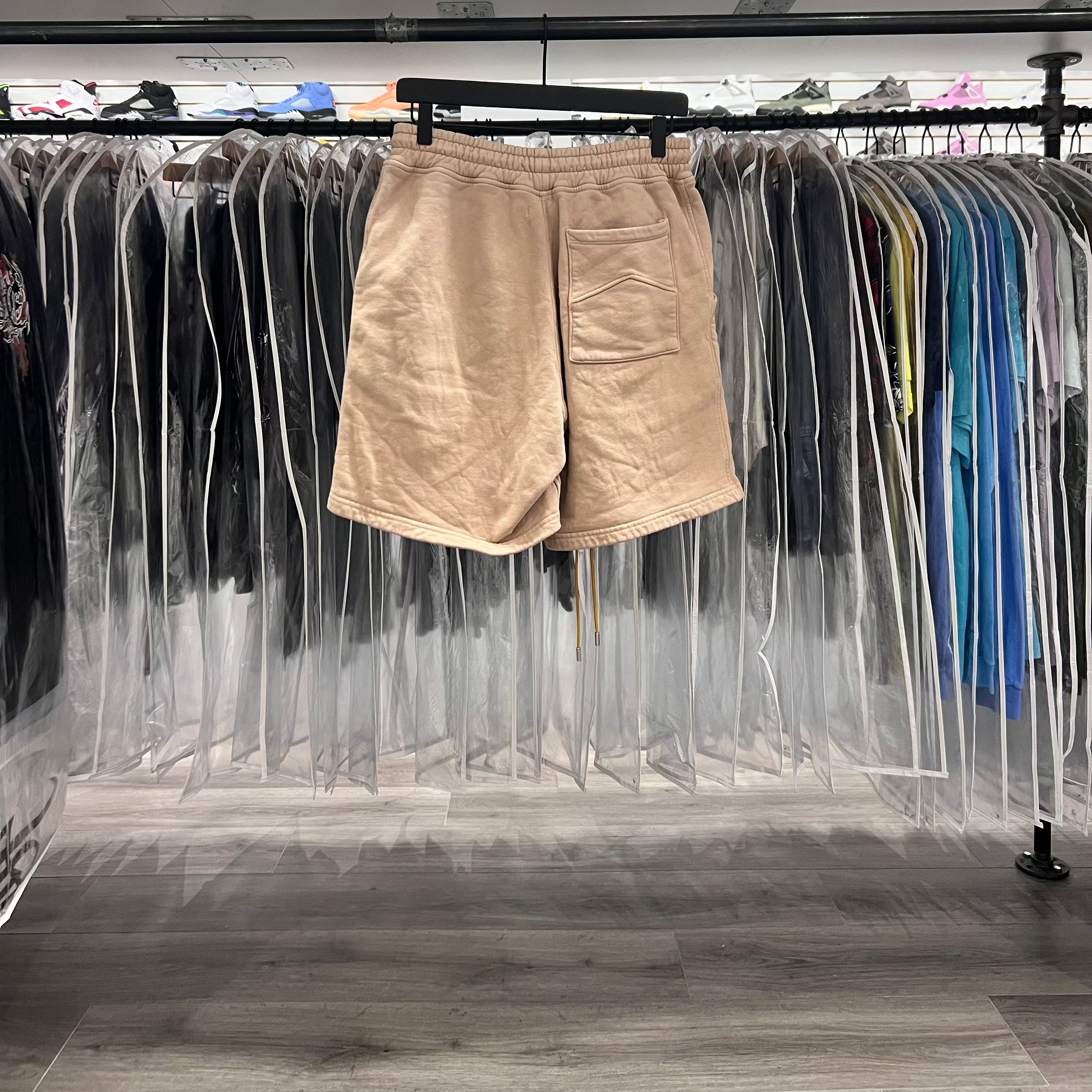 Rhude Script Logo Shorts Tan (Lightly Worn)