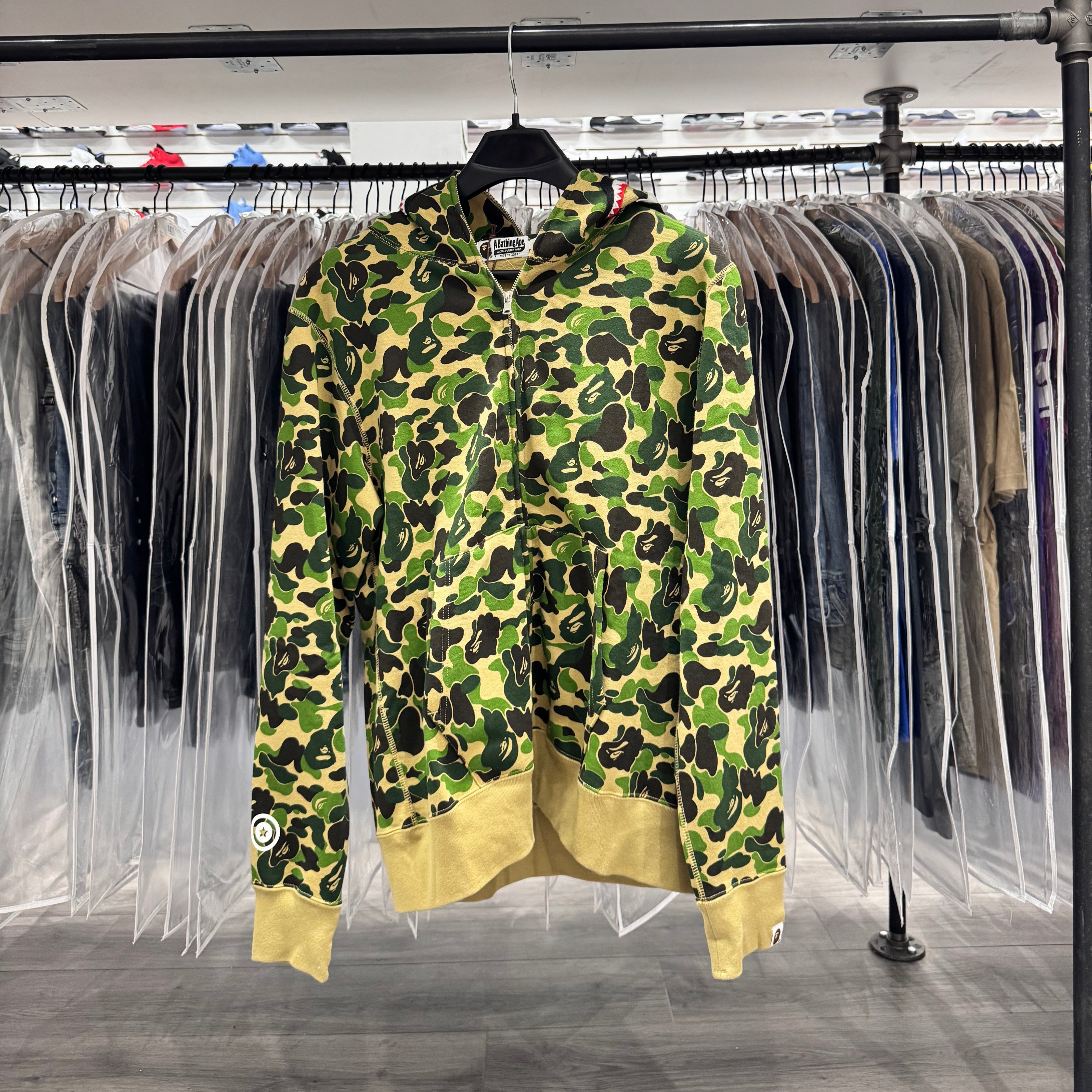 A Bathing Ape Full Zip Shark Hoodie ABC Camo