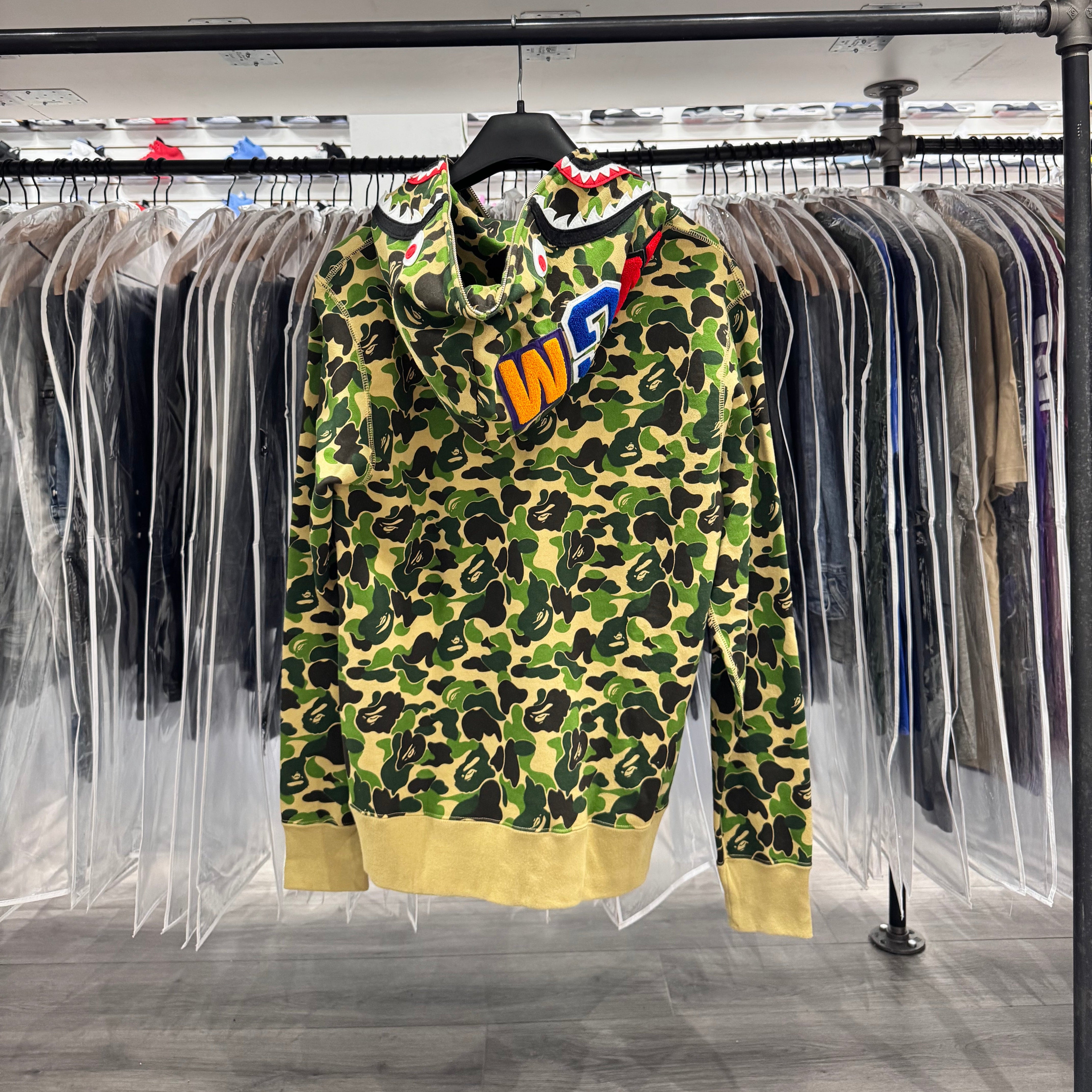A Bathing Ape Full Zip Shark Hoodie ABC Camo