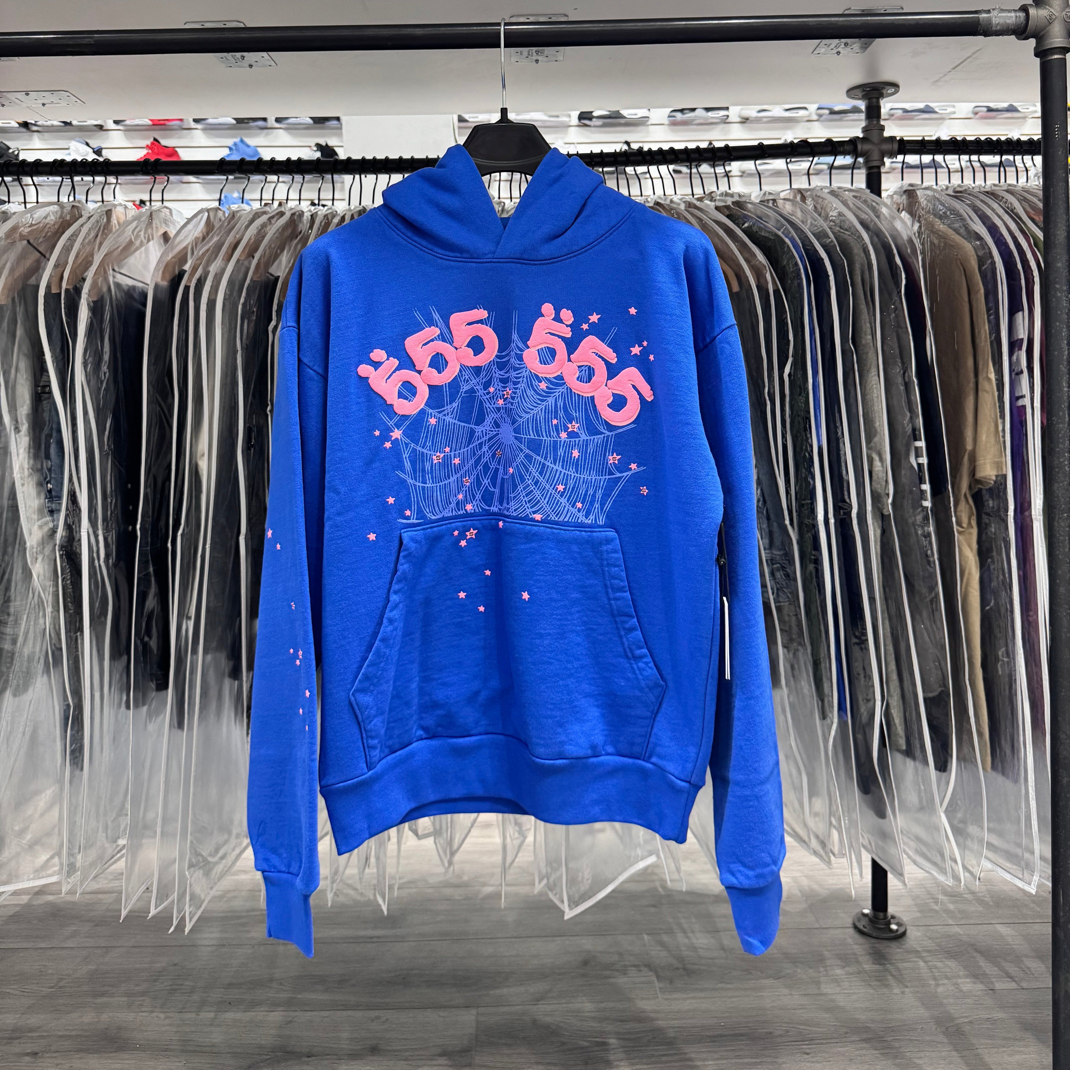 Sp5der Angel Number 555 Hoodie Blue