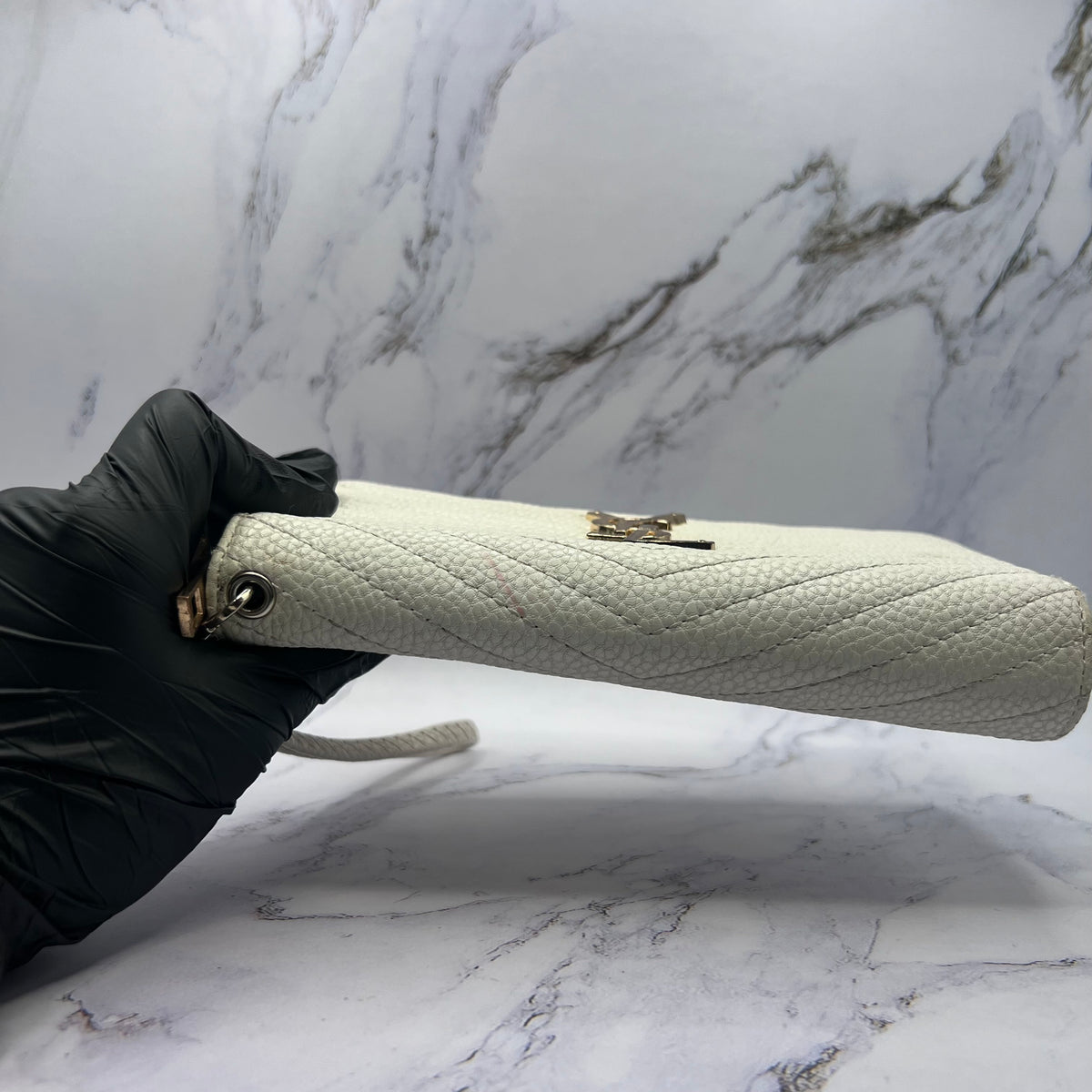 YSL Cassandre Matelasse Zip Wallet (Lightly Worn)