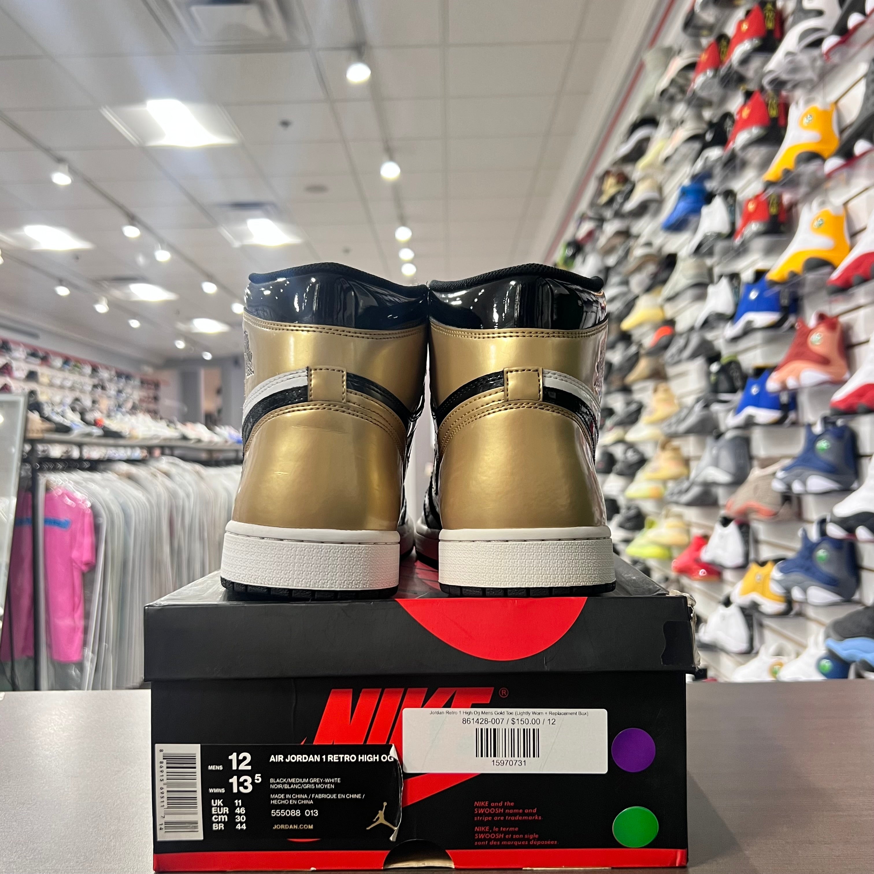 Jordan Retro 1 High Og Mens Gold Toe (Lightly Worn + Replacement Box)